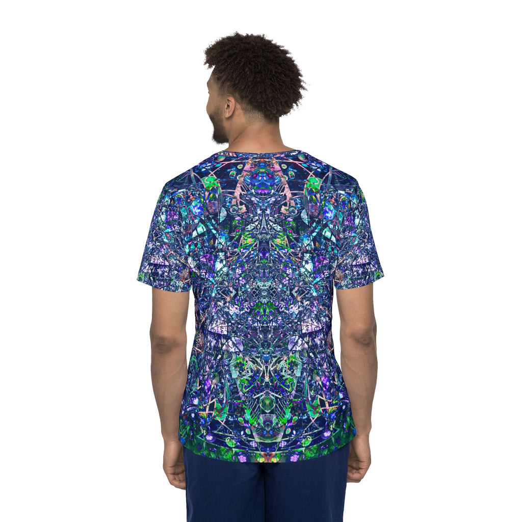 KAWABONGA All-Over Print Men's Athletic Jersey — Blue Green Abstract Kaleidoscope