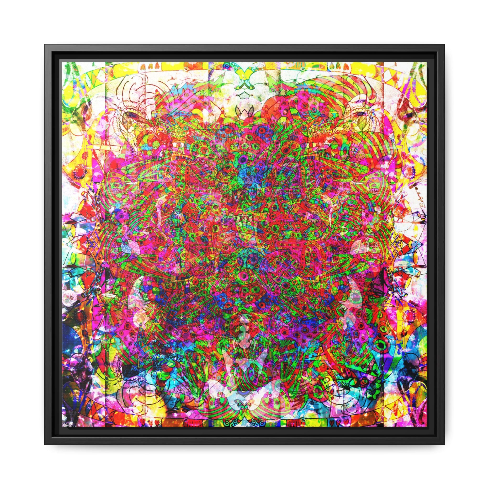 Neon Swirl Party Extravaganza Canvas Art — Vibrant Kaleidoscope Wall Print