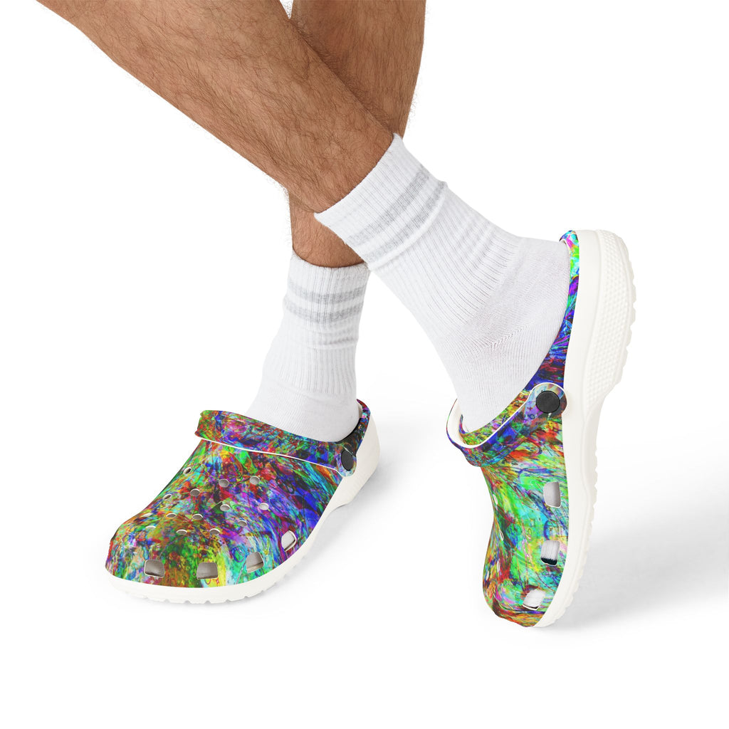 Barfing Beautifully - Color Burst EVA Foam Clogs — Vibrant Tie-Dye Comfort Shoes