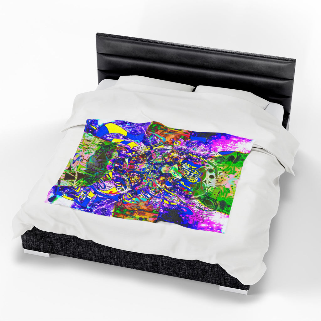 Alien Darkness 9 Plush Blanket — Vibrant Neon Art Throw