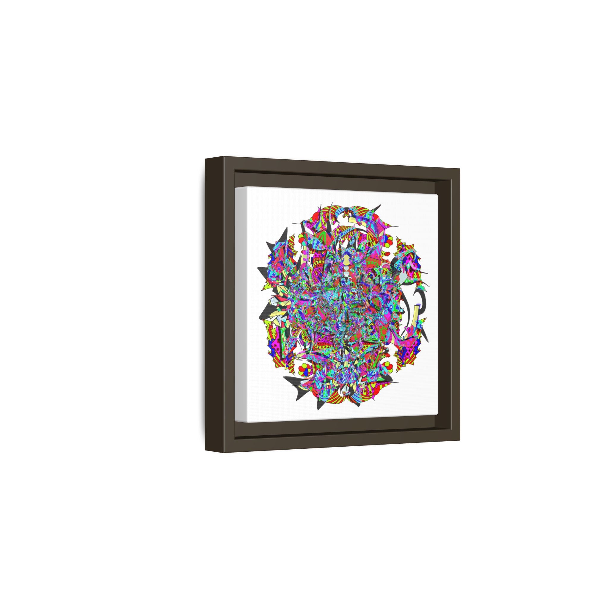 Neon Waffle Monster 12 Framed Canvas Art — Psychedelic Geometric Wall Print