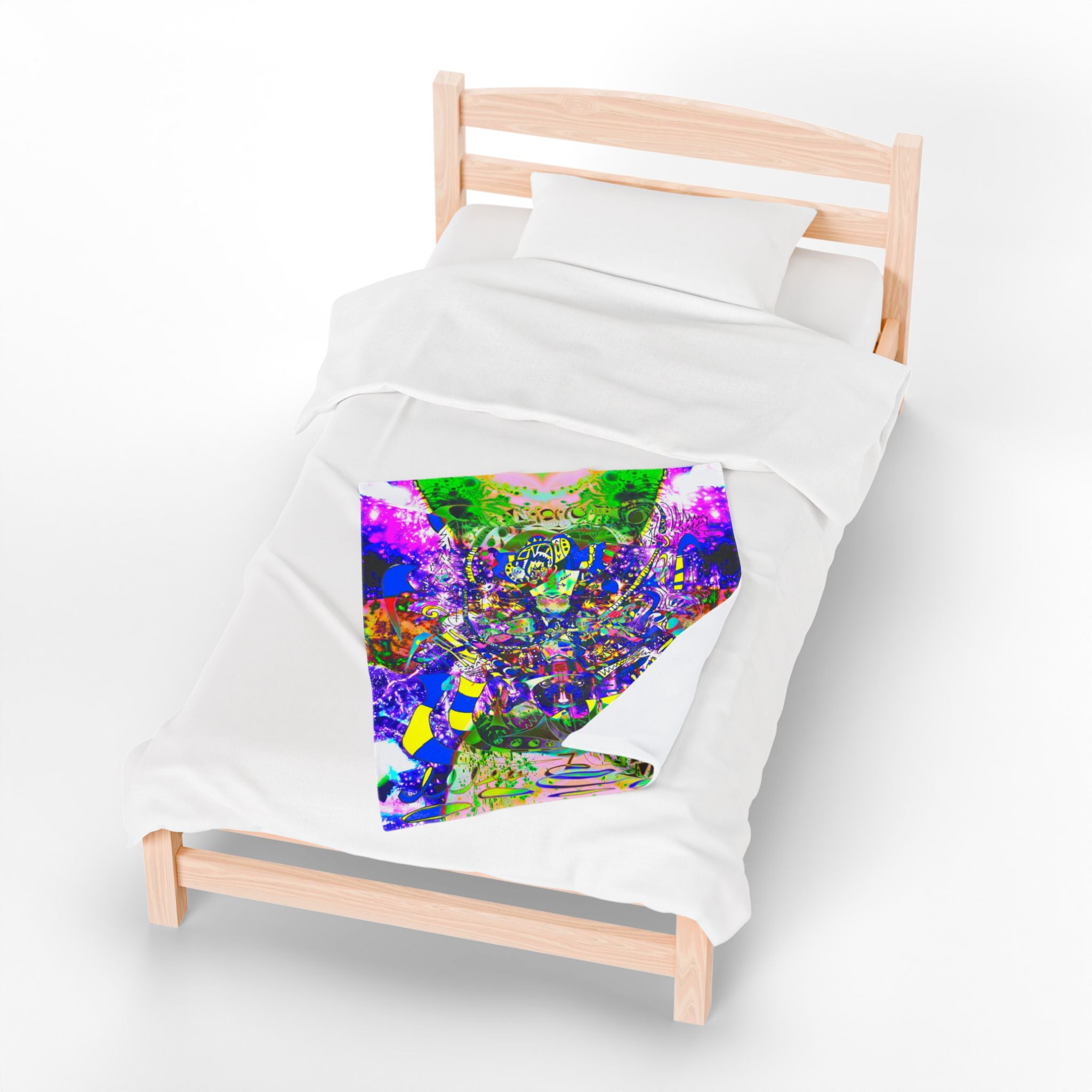 Alien Darkness 9 Plush Blanket — Vibrant Neon Art Throw