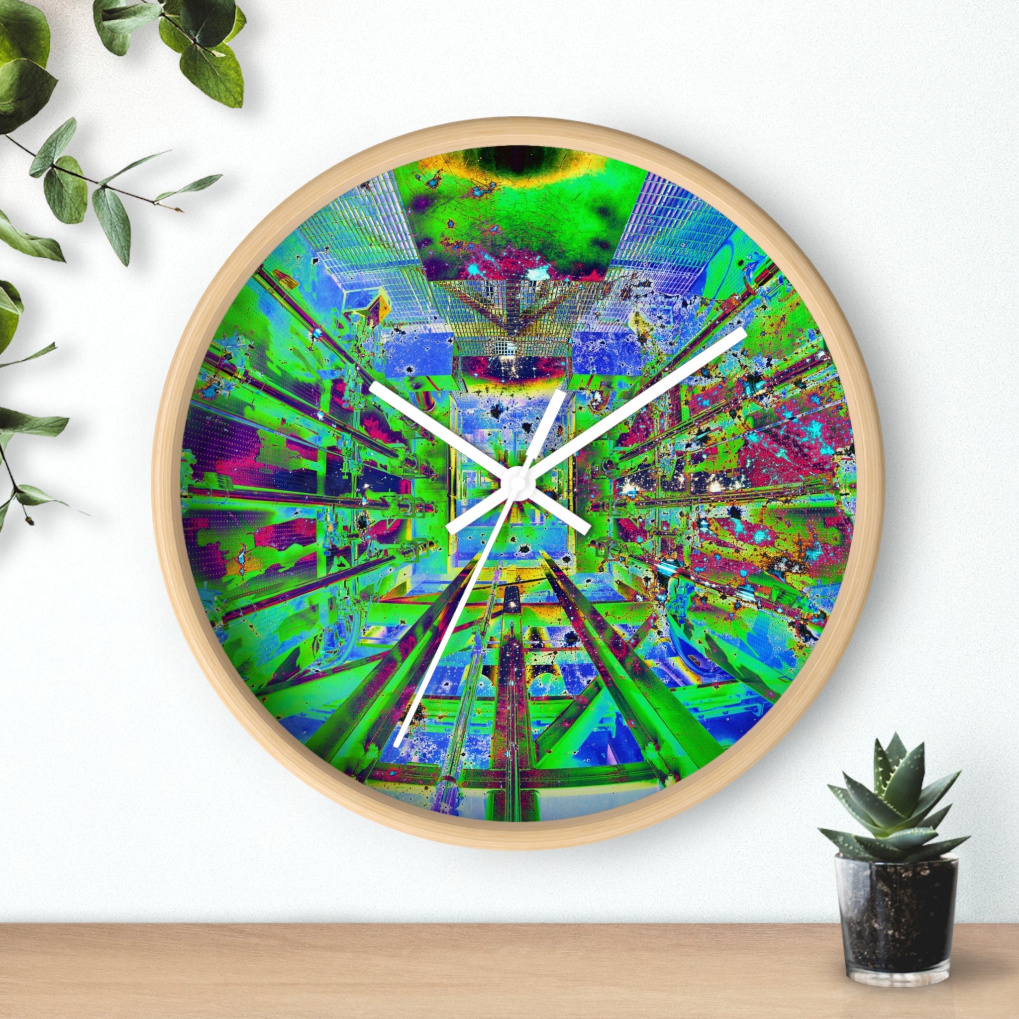 Hyperspace Room 22 Wall Clock — Abstract Retro Futurism Timepiece