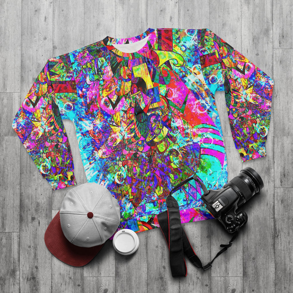 Love Monster - Psychedelic Abstract All-Over Print Sweatshirt — Vibrant Colorful Art Crewneck