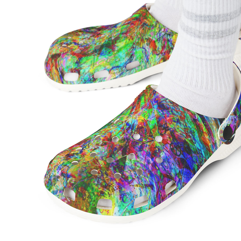 Barfing Beautifully - Color Burst EVA Foam Clogs — Vibrant Tie-Dye Comfort Shoes