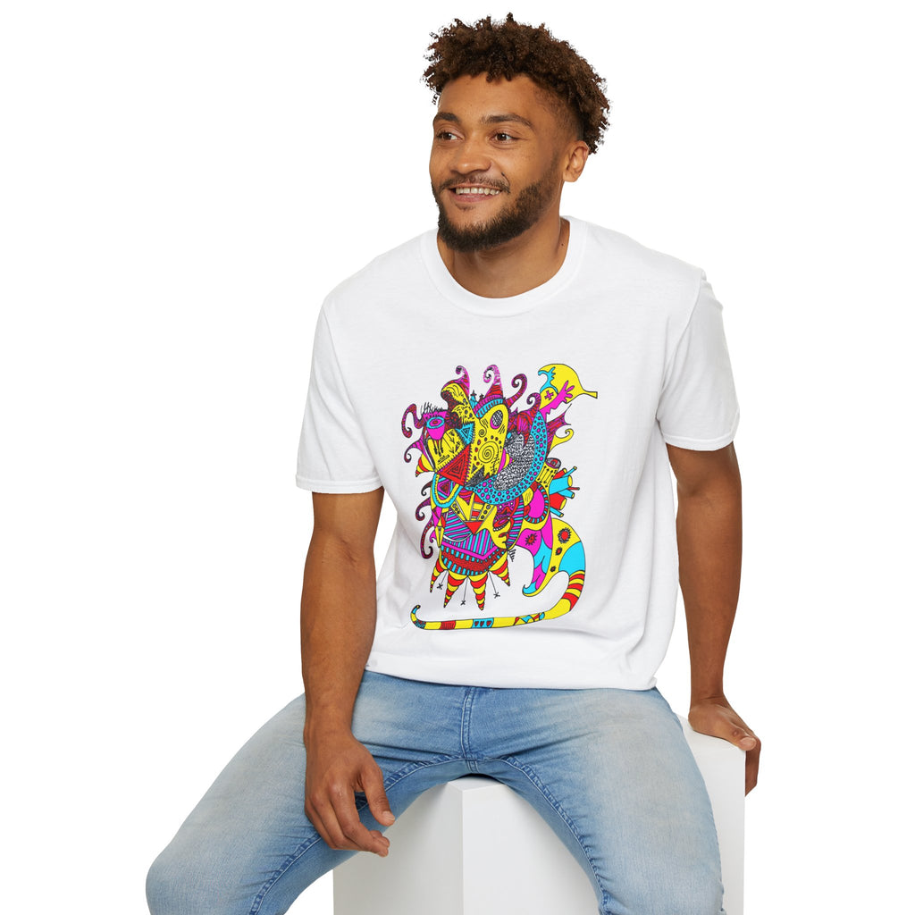 Neon Masquerade T-Shirt — Colorful Abstract Graphic Tee
