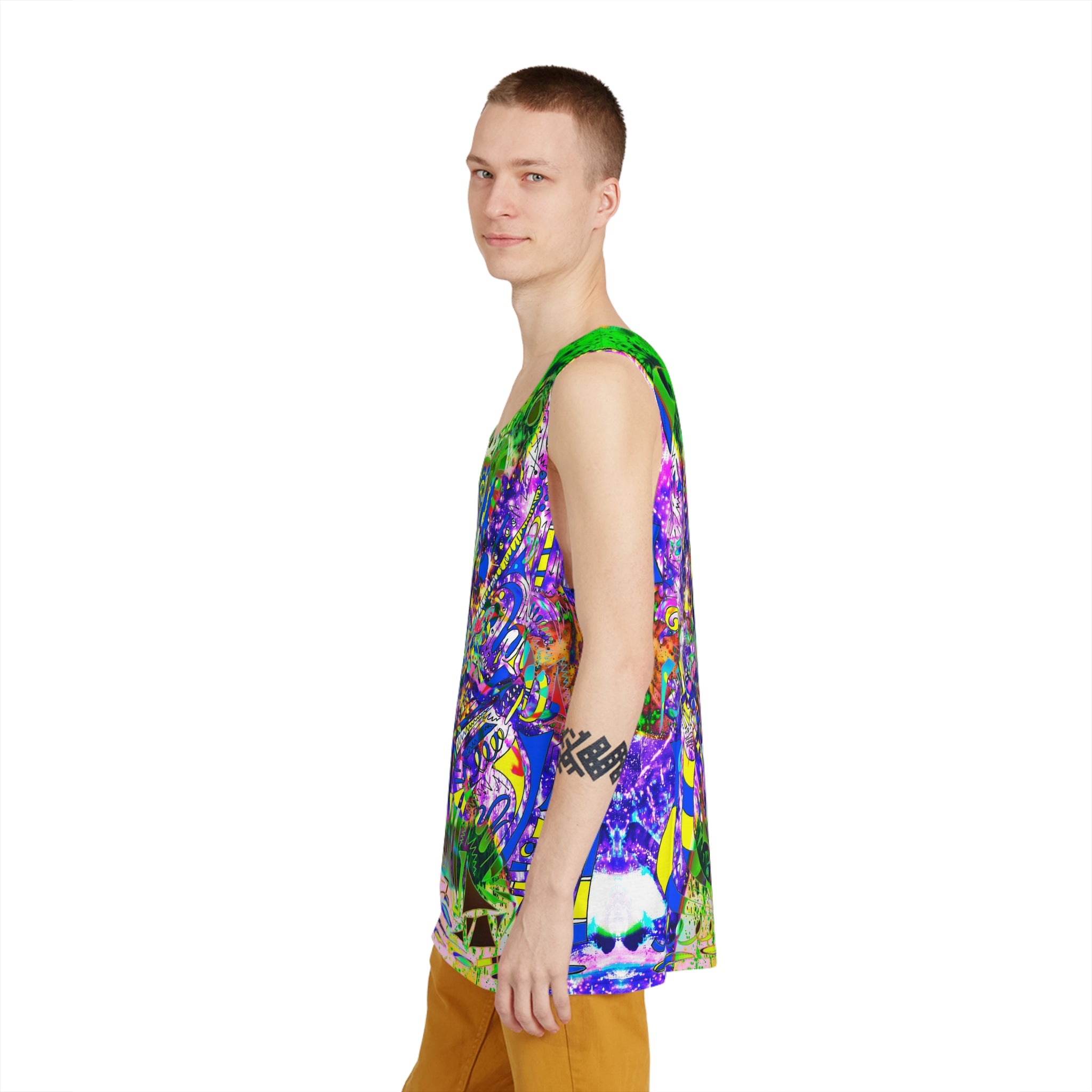 Alien Darkness 9 - Psychedelic All-Over Print Tank Top – Vibrant Abstract Festival Tank