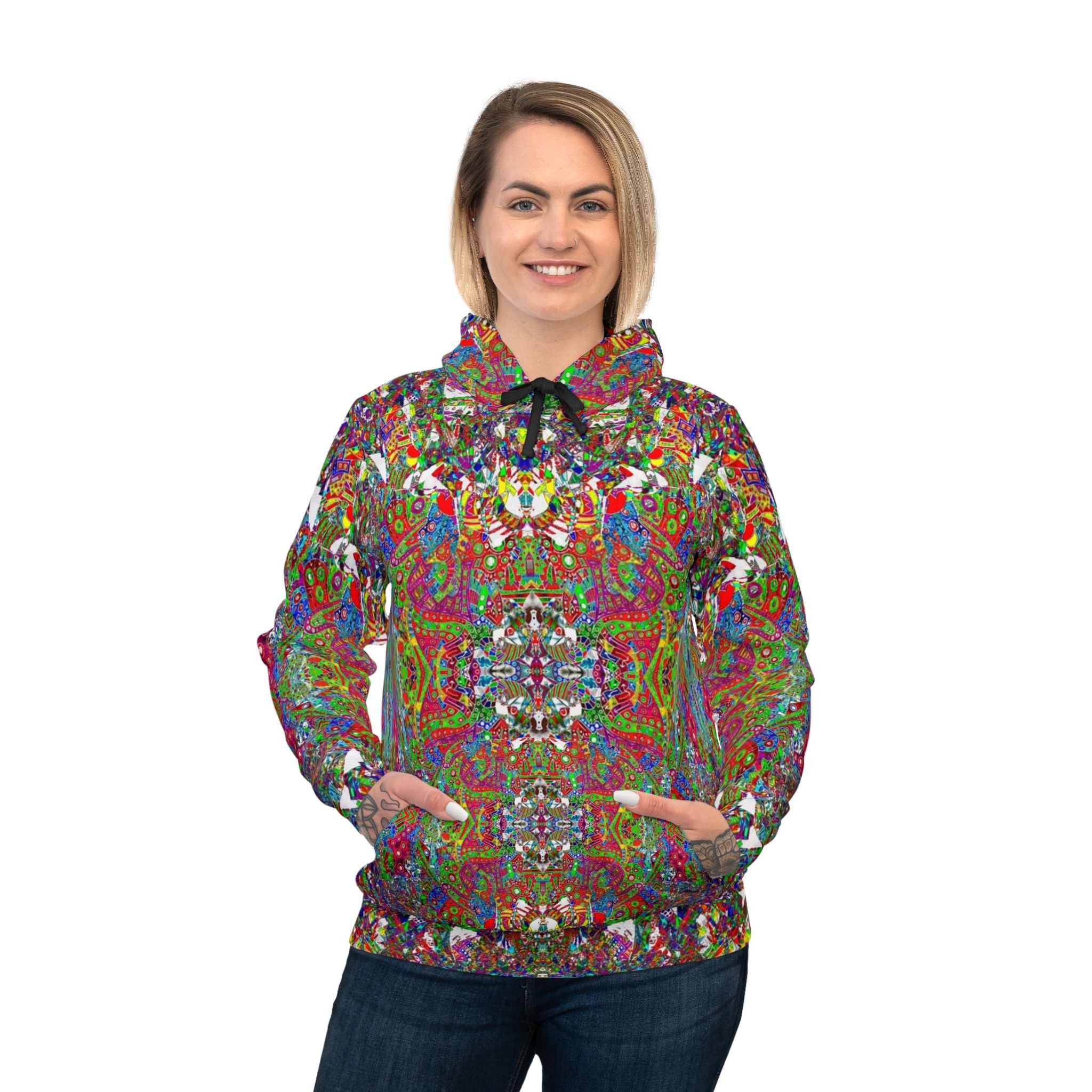 D Tizzle Athletic Hoodie — All-Over Print Vibrant Pattern