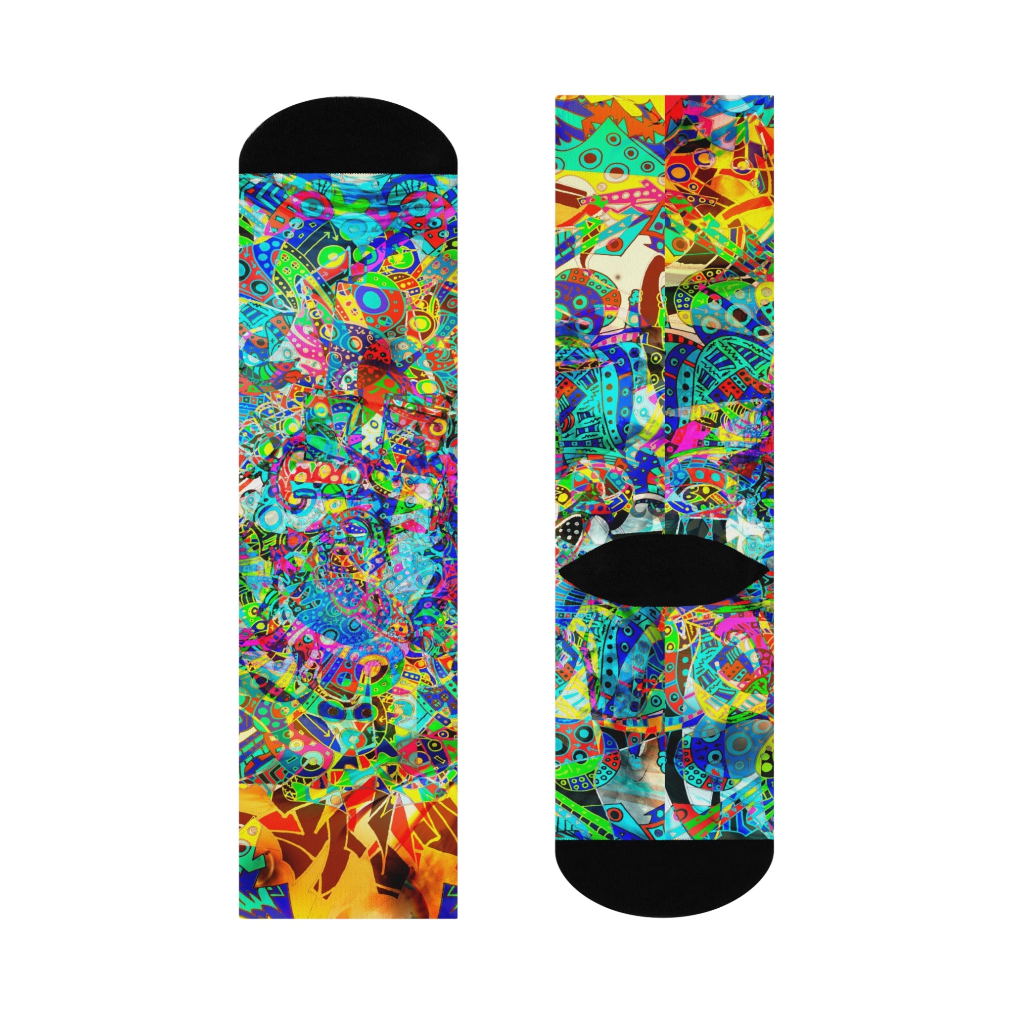 HYPERDIMENSIONAL SURFER - Psychedelic Abstract Art Cushioned Crew Socks