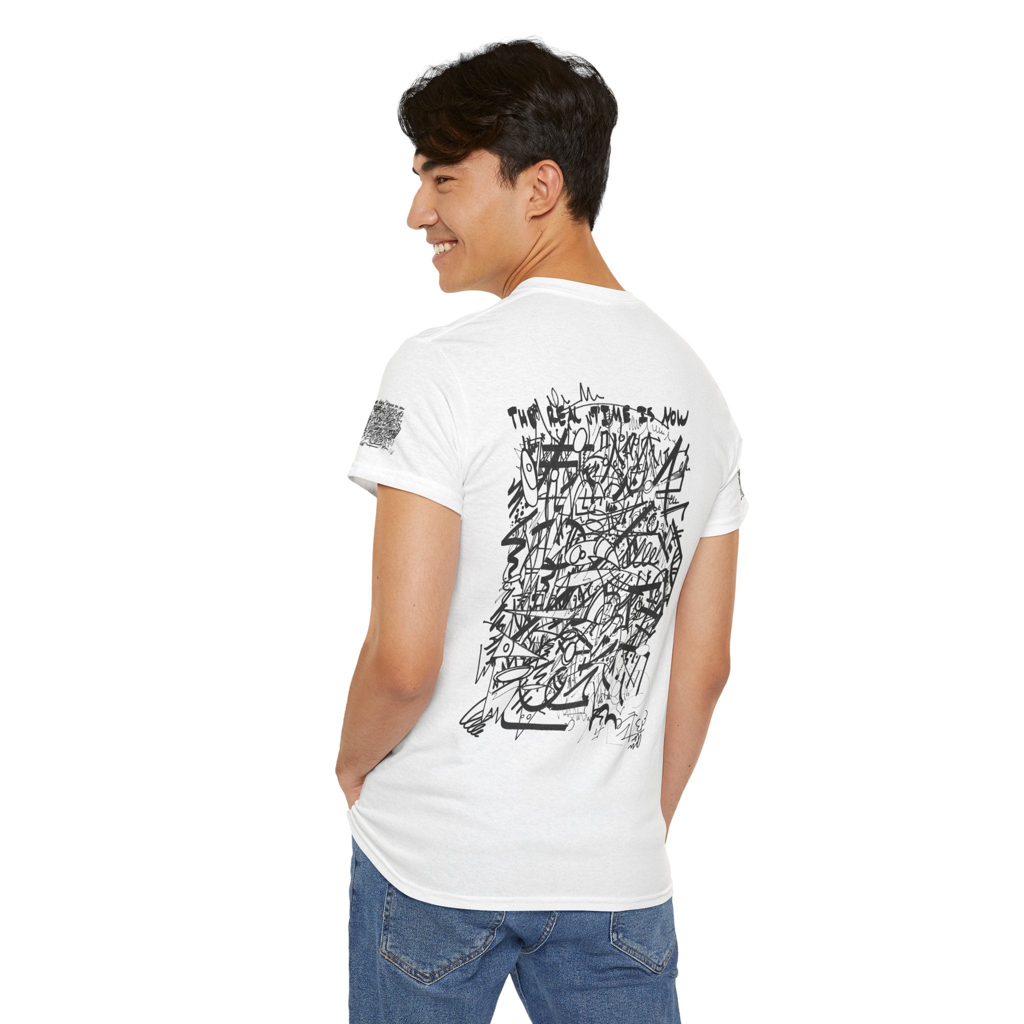 THE REAL TIME IS NOW (Black And White) T‑Shirt