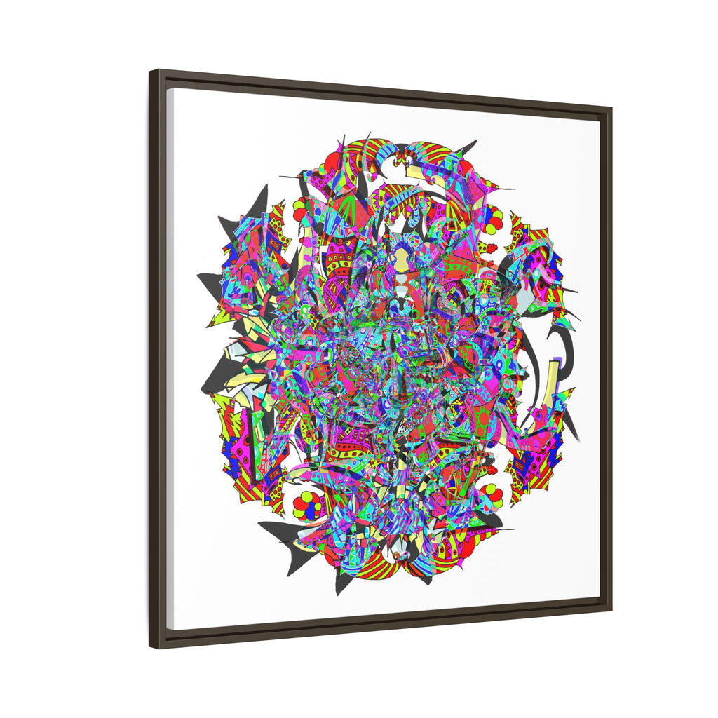 Neon Waffle Monster 12 Framed Canvas Art — Psychedelic Geometric Wall Print