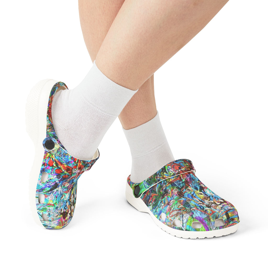 Now You're Stuck 44 - Colorful Abstract EVA Foam Clogs – Vibrant All-Over-Print Garden Shoes