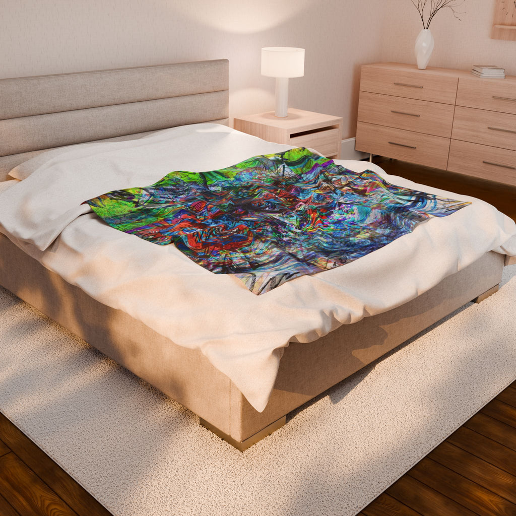 Now You're Stuck 44 Plush Blanket – Vibrant Psychedelic Throw for Home, Dorm & Gifts