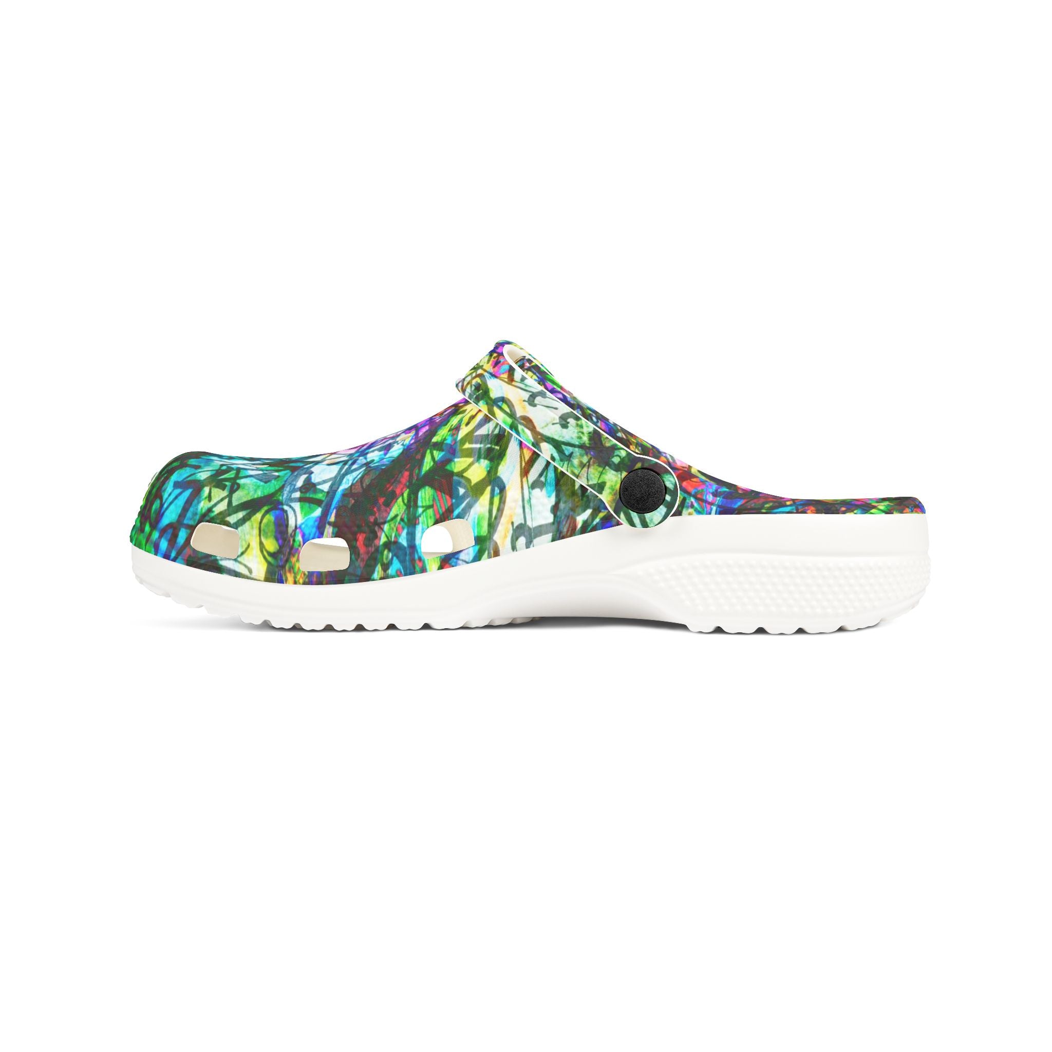 The Real Time Is Now 2015 - Abstract Colorful Garden EVA Foam Clogs — Lightweight Printed Slip-On Shoes