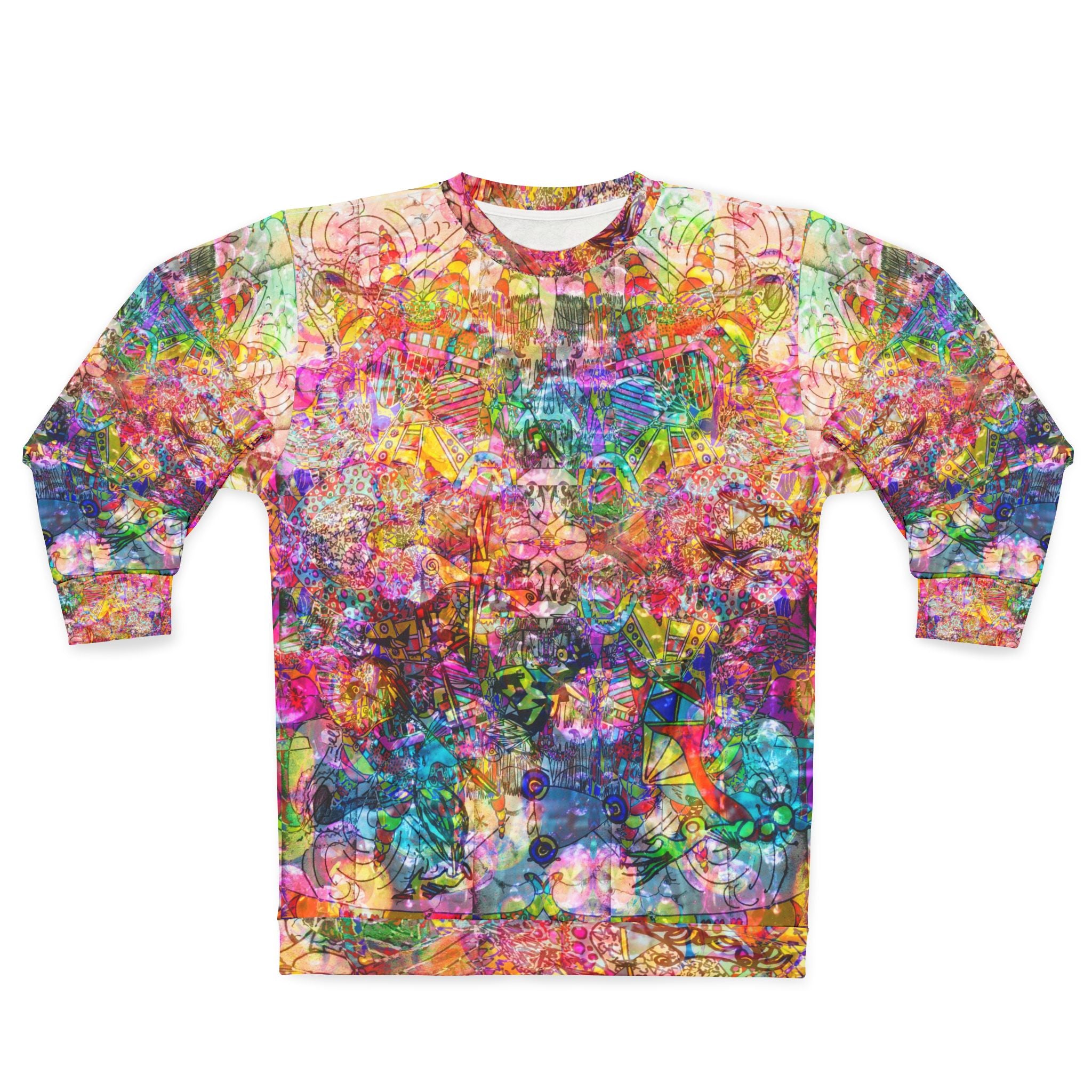 Dance Like There's No Tomorrow - Psychedelic All-Over Print Sweatshirt — Colorful Abstract Crewneck