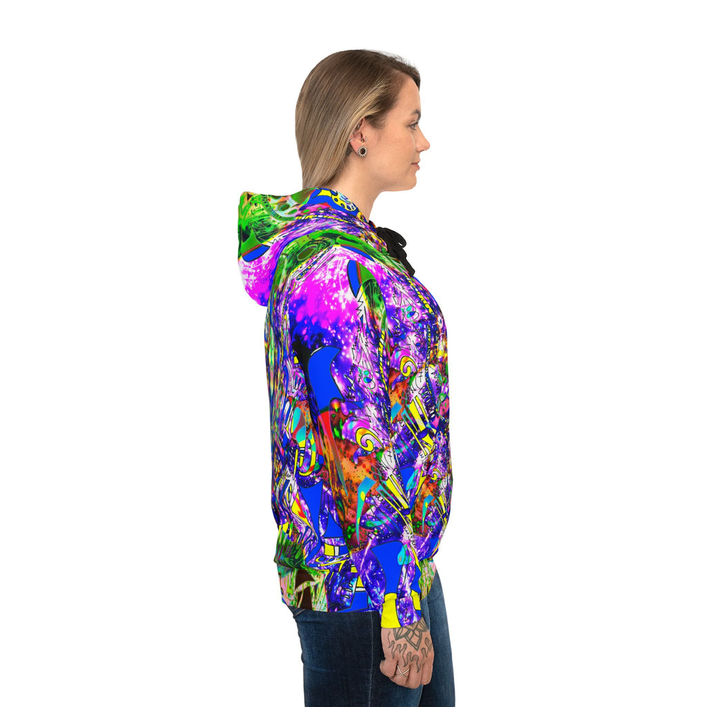 Alien Darkness 9 - Psychedelic Abstract Athletic Hoodie — Vibrant All-Over Print for Rave, Gym & Streetwear