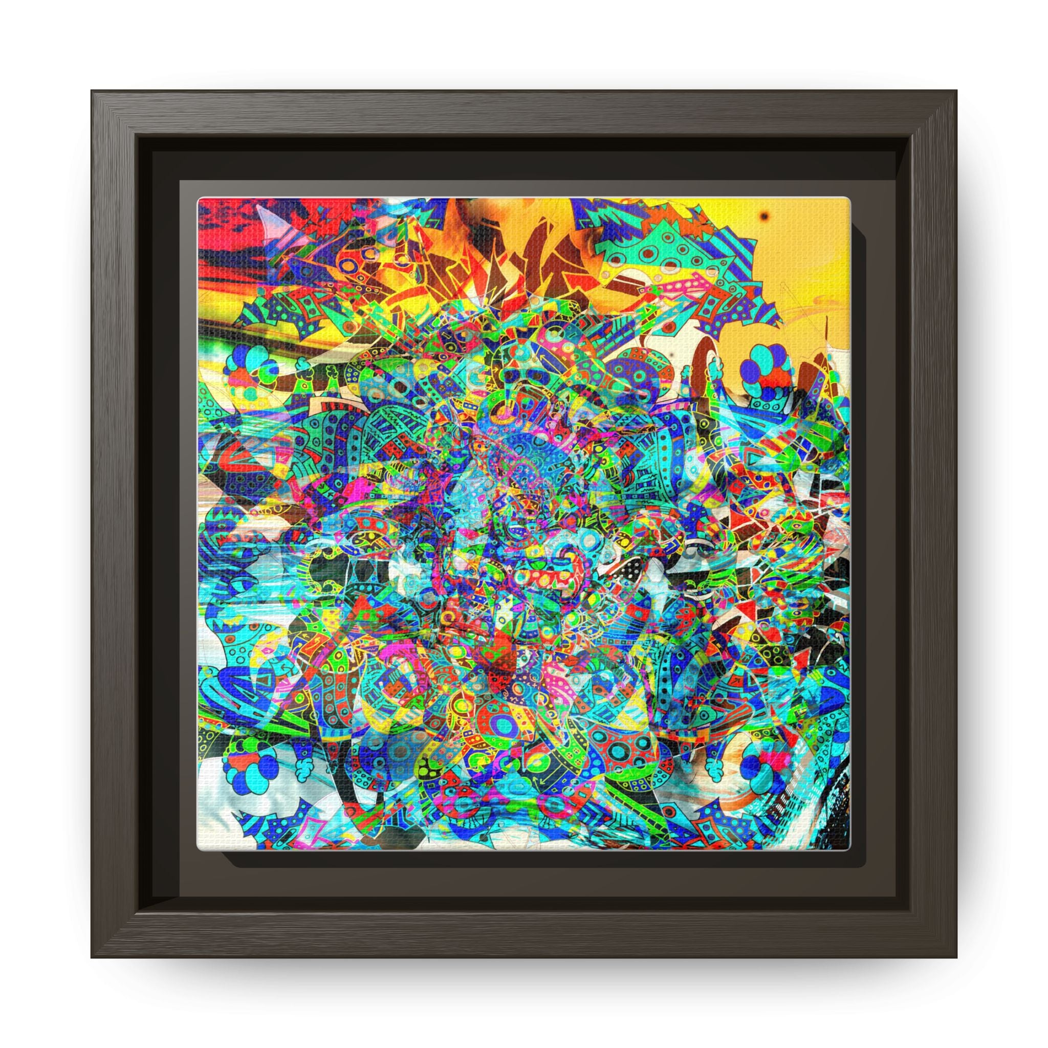 HYPERDIMENSIONAL SURFER - Framed Abstract Multi-Color Canvas Art — Vibrant Psychedelic Wall Decor