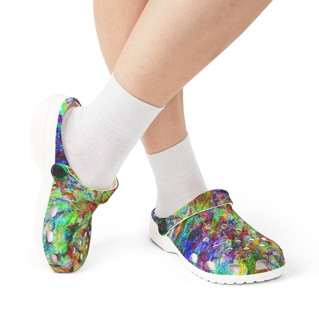 Barfing Beautifully - Color Burst EVA Foam Clogs — Vibrant Tie-Dye Comfort Shoes