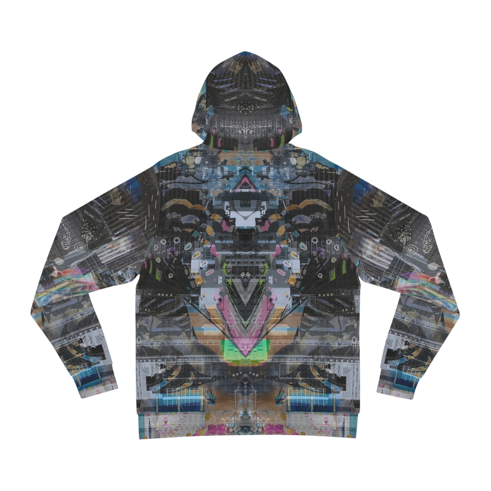 Novelty 131 - Abstract Urban Collage Hoodie — Symmetrical Graffiti AOP Pullover