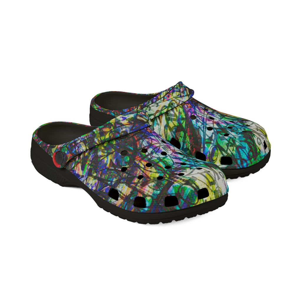 The Real Time Is Now 2015 - Abstract Colorful Garden EVA Foam Clogs — Lightweight Printed Slip-On Shoes