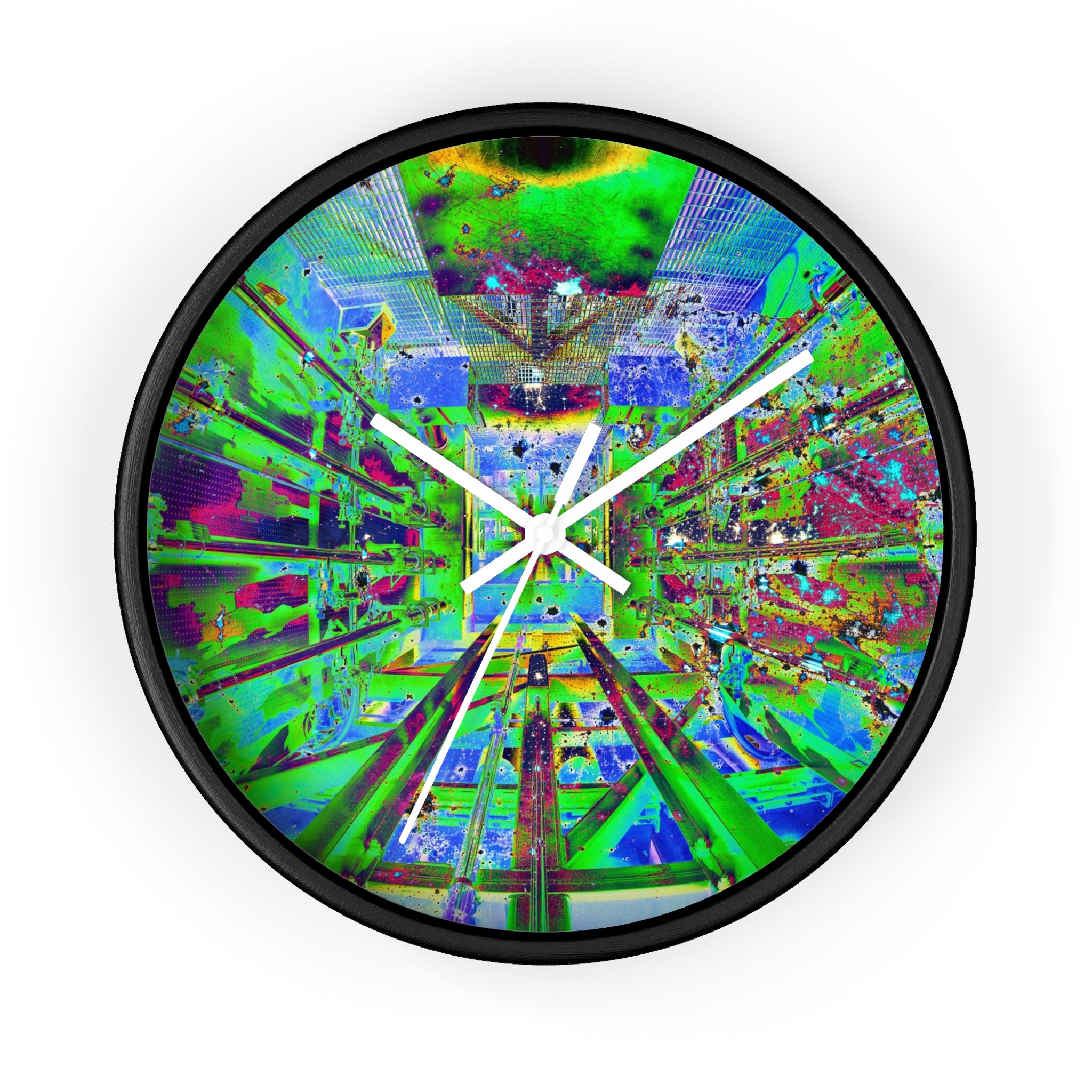 Hyperspace Room 22 Wall Clock — Abstract Retro Futurism Timepiece