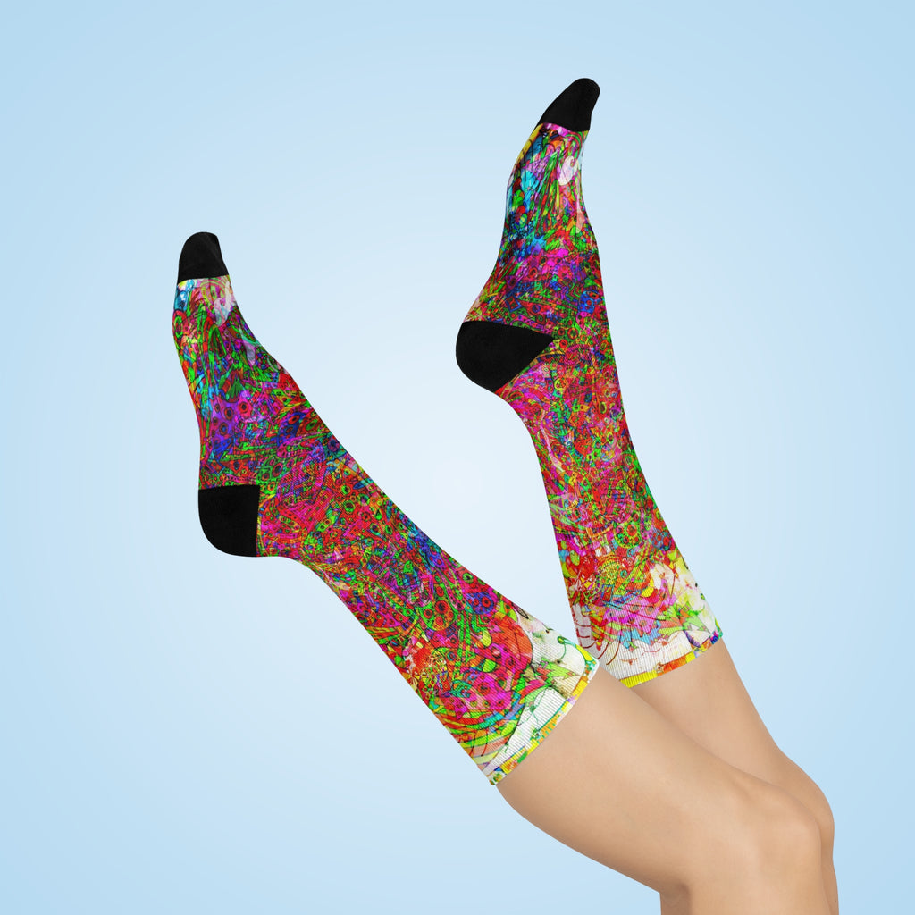 Neon Swirl Party Extravaganza Cushioned Crew Socks