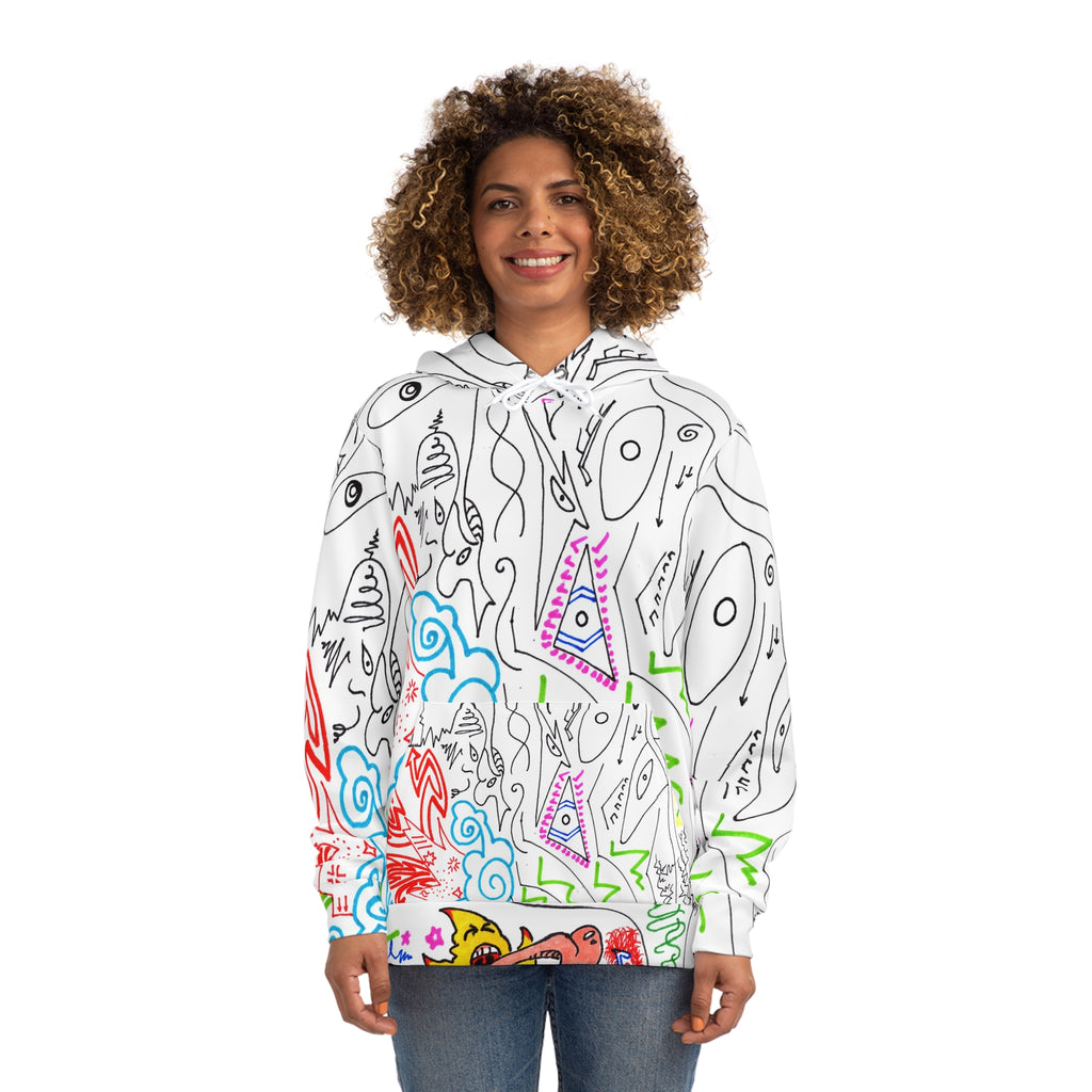 Abstract Doodle Hoodie (Collaboration with Blair Jones) — Colorful Hand-Drawn Art All-Over Print