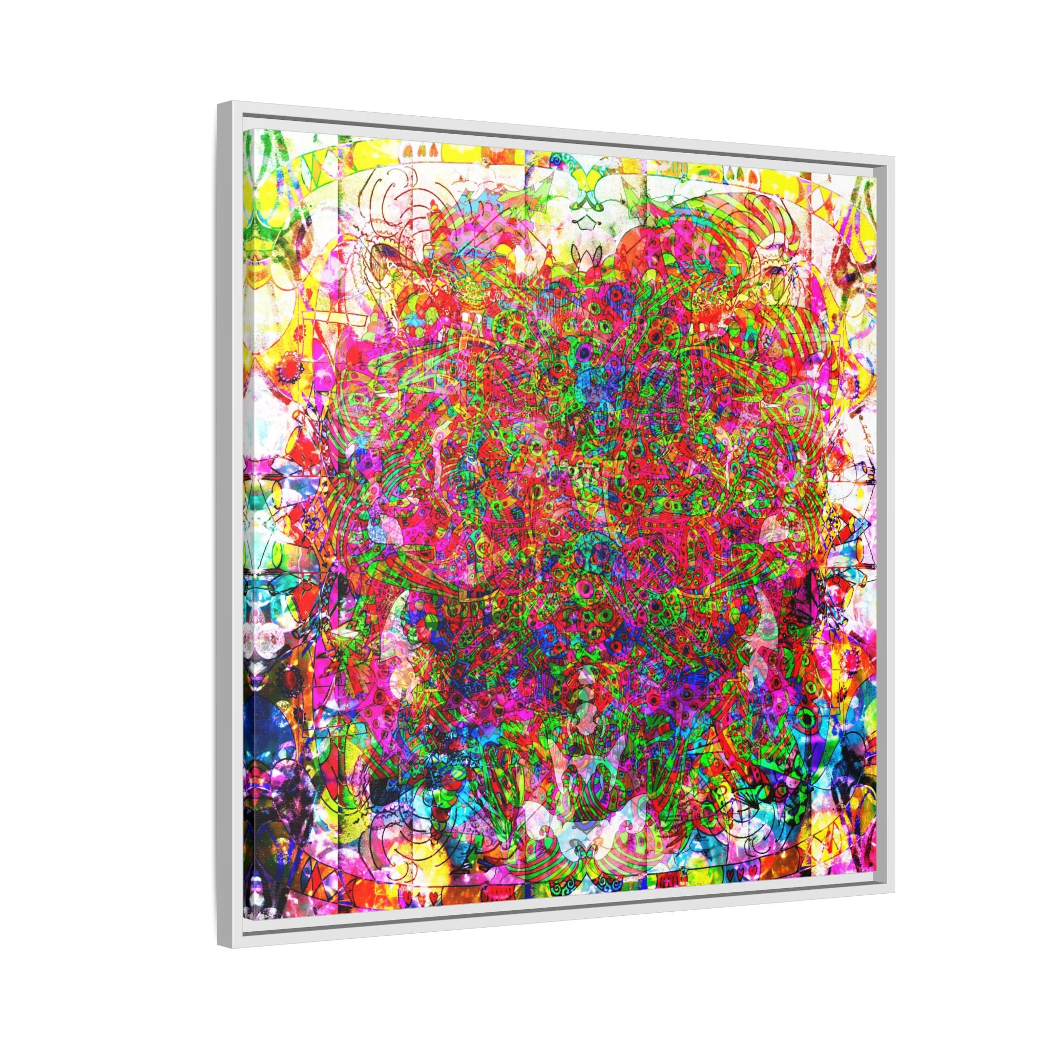 Neon Swirl Party Extravaganza Canvas Art — Vibrant Kaleidoscope Wall Print