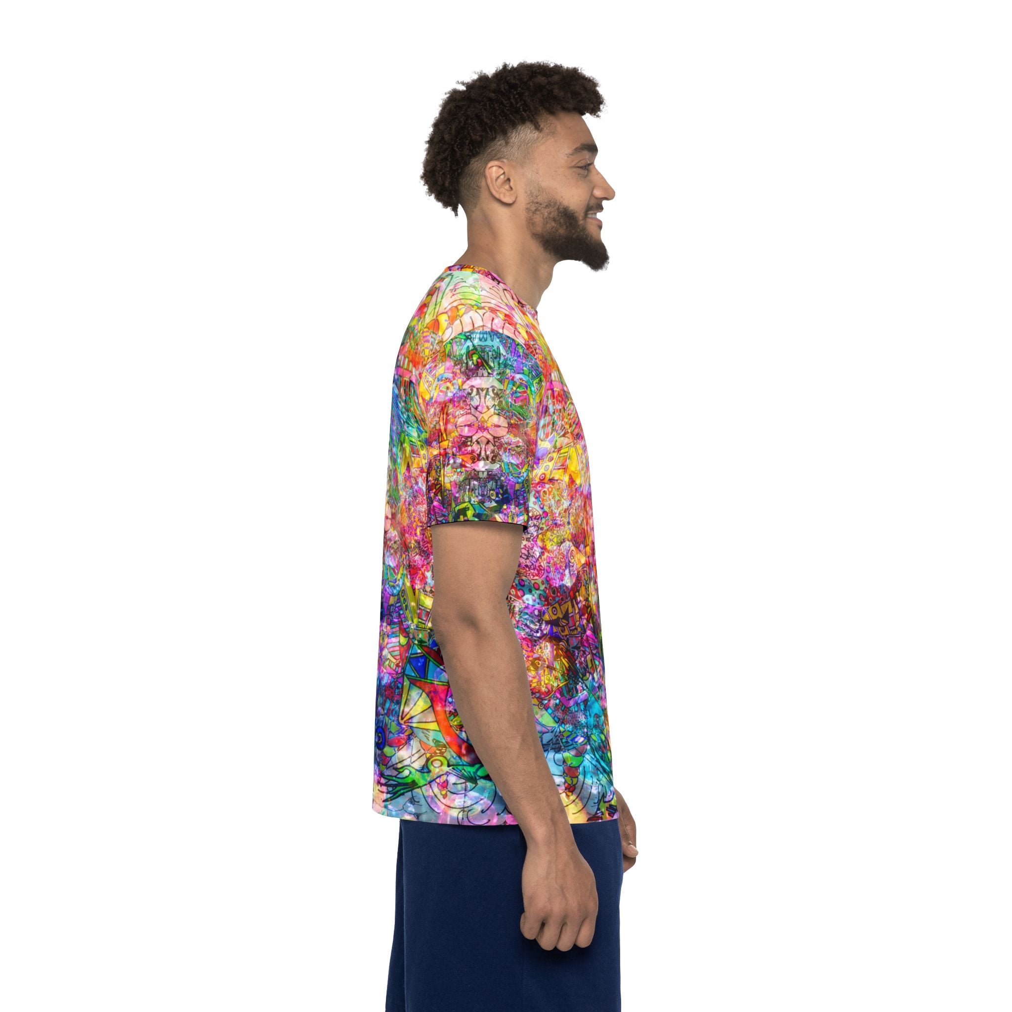 Dance Like There's No Tomorrow - Psychedelic All-Over-Print Sports Jersey — Vibrant Abstract Pattern for Festivals & Active Wear