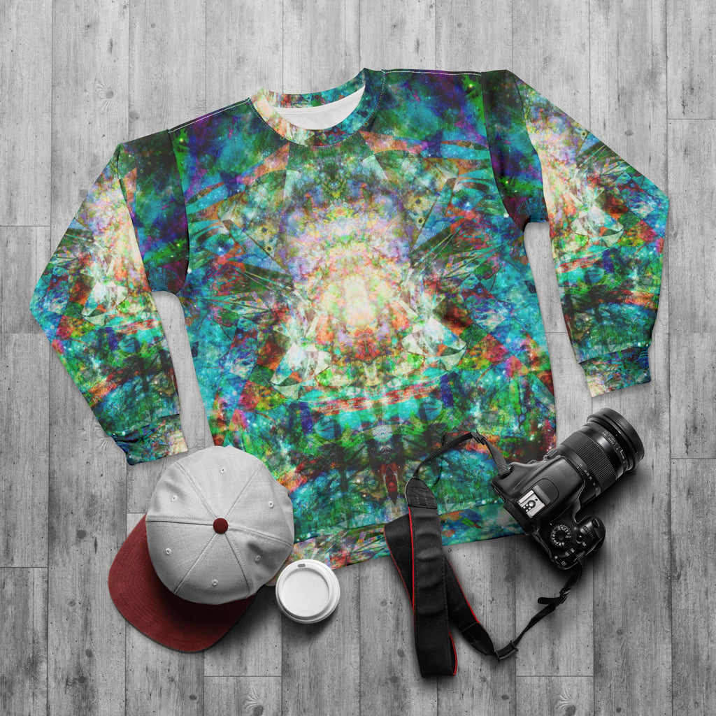 Hyperdimensional Pinball - All-Over Print Sweatshirt — Psychedelic Kaleidoscope Art Crewneck