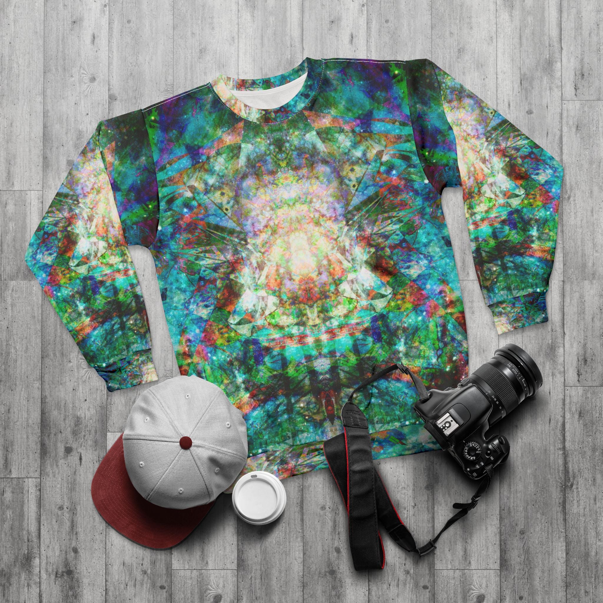 Hyperdimensional Pinball - All-Over Print Sweatshirt — Psychedelic Kaleidoscope Art Crewneck