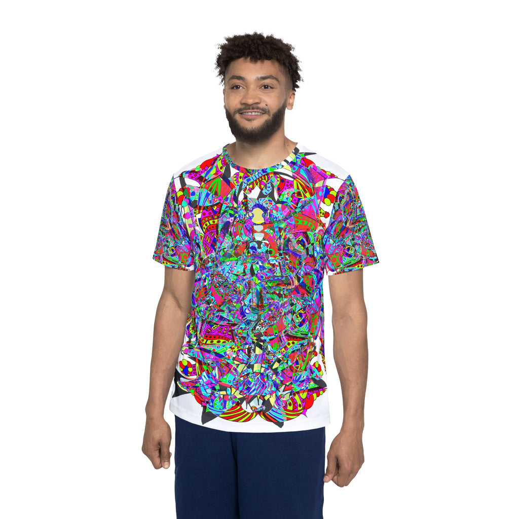 Neon Waffle Monster 12 - Psychedelic Floral Men's Sports Jersey — All-Over Print Vibrant Athletic Wear