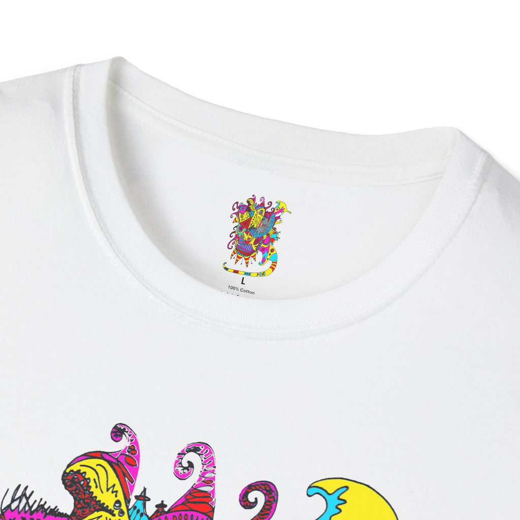 Neon Masquerade T-Shirt — Colorful Abstract Graphic Tee