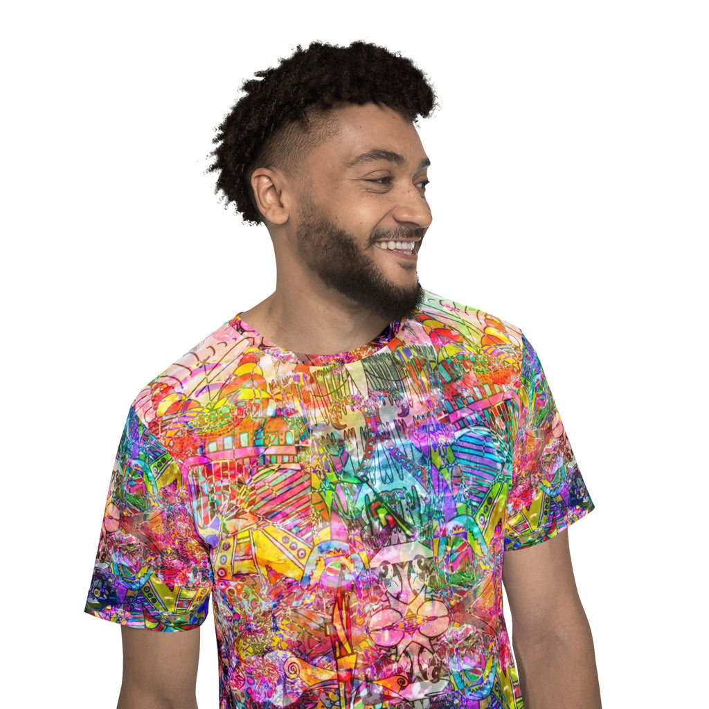 Dance Like There's No Tomorrow - Psychedelic All-Over-Print Sports Jersey — Vibrant Abstract Pattern for Festivals & Active Wear