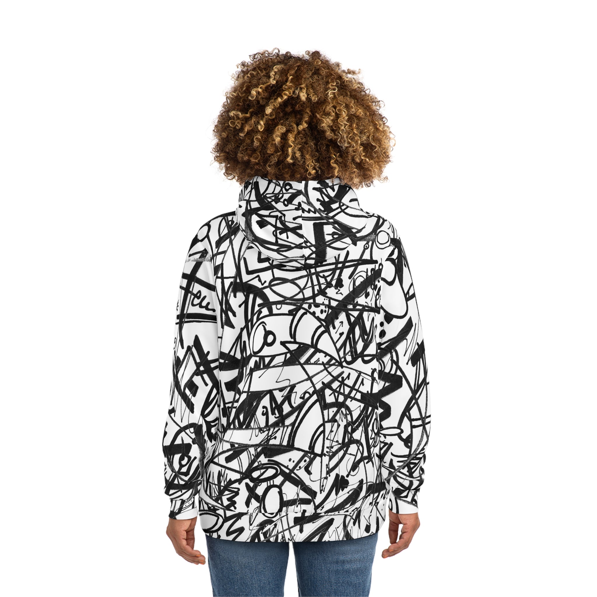 The Real Time Is Now (Black And White) Fashion Hoodie - All Over Print