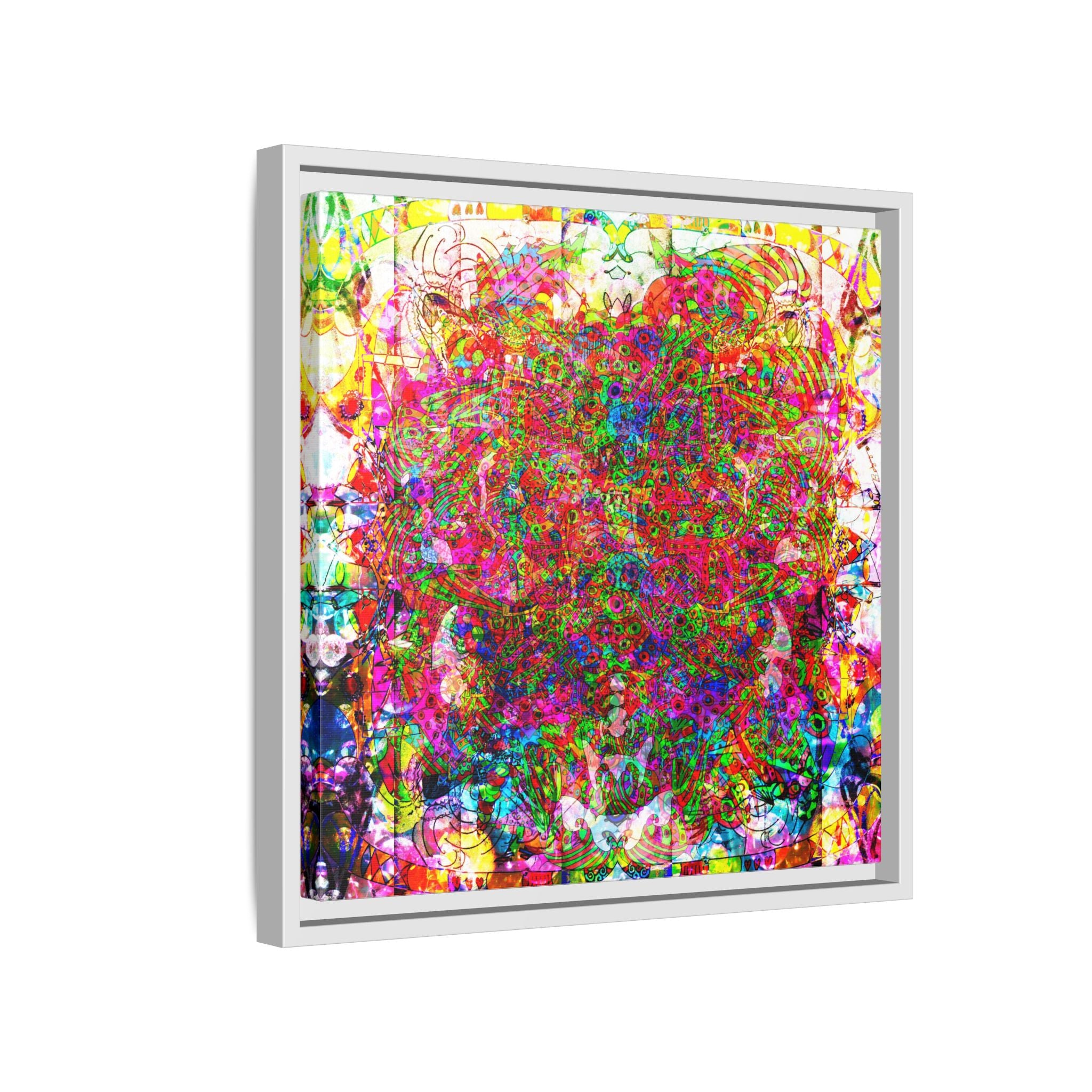 Neon Swirl Party Extravaganza Canvas Art — Vibrant Kaleidoscope Wall Print