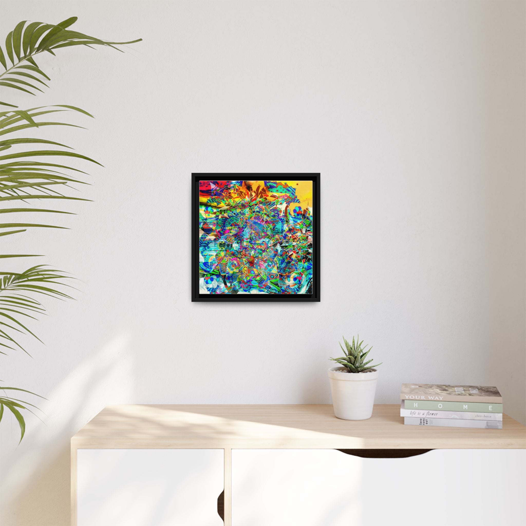 HYPERDIMENSIONAL SURFER - Framed Abstract Multi-Color Canvas Art — Vibrant Psychedelic Wall Decor
