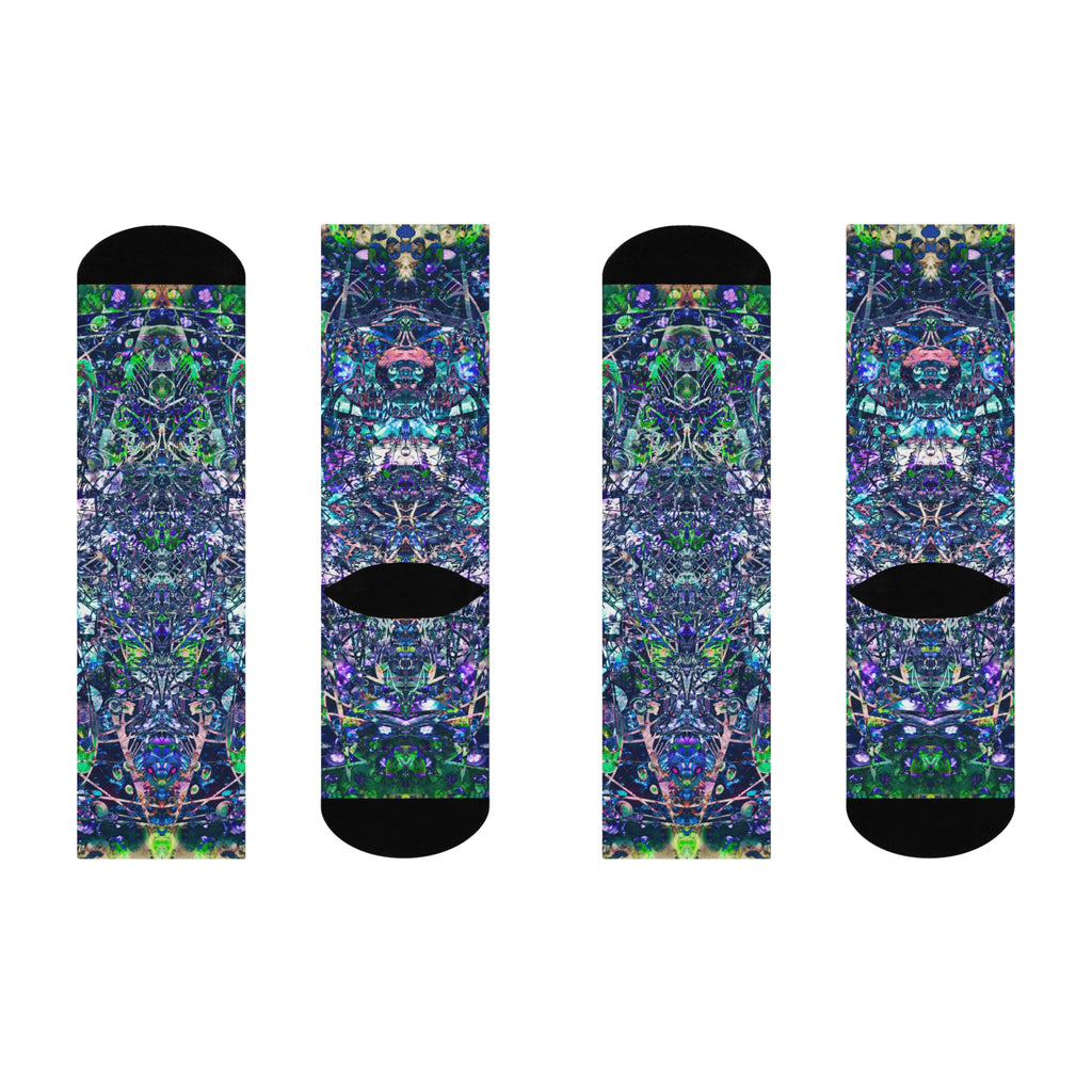 KAWABONGA Cushioned Crew Socks — Colorful Psychedelic Pattern