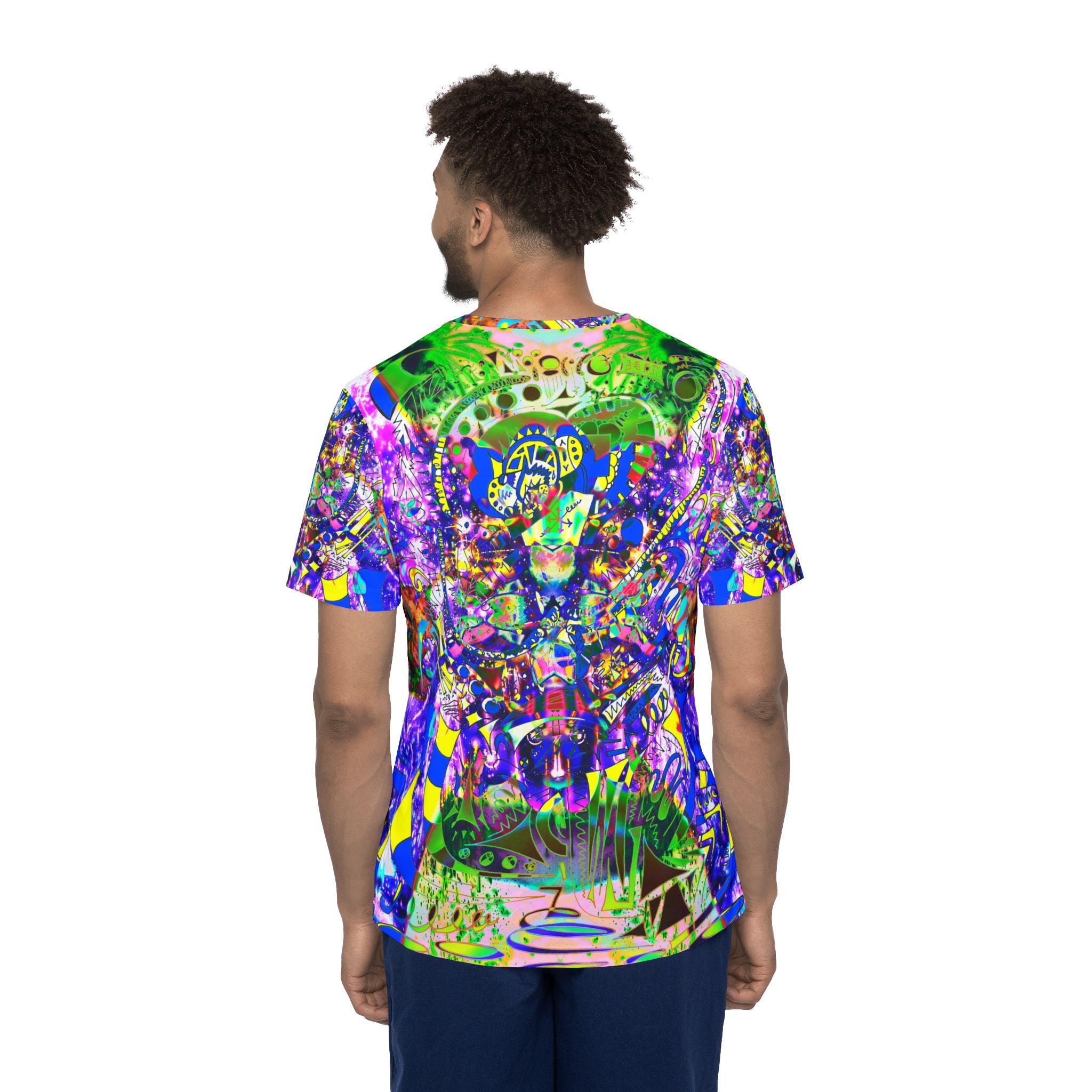 Alien Darkness 9 Psychedelic All-Over Print Men’s Jersey — Neon Abstract Love