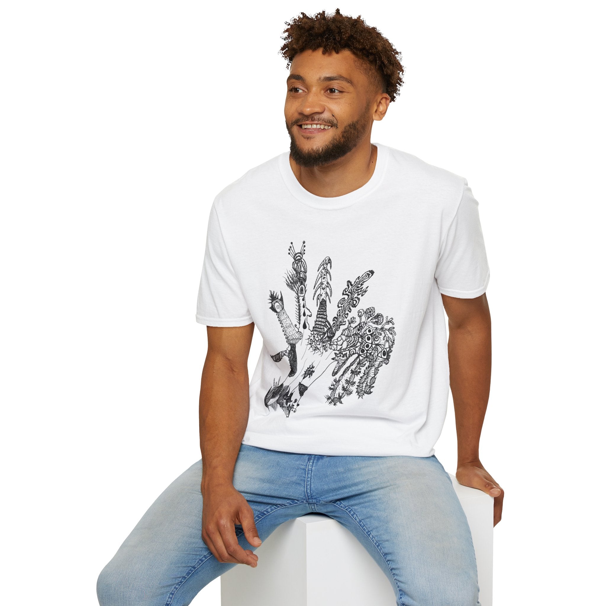 Rabbit Hand T-Shirt — Black Ink Illustration Tee
