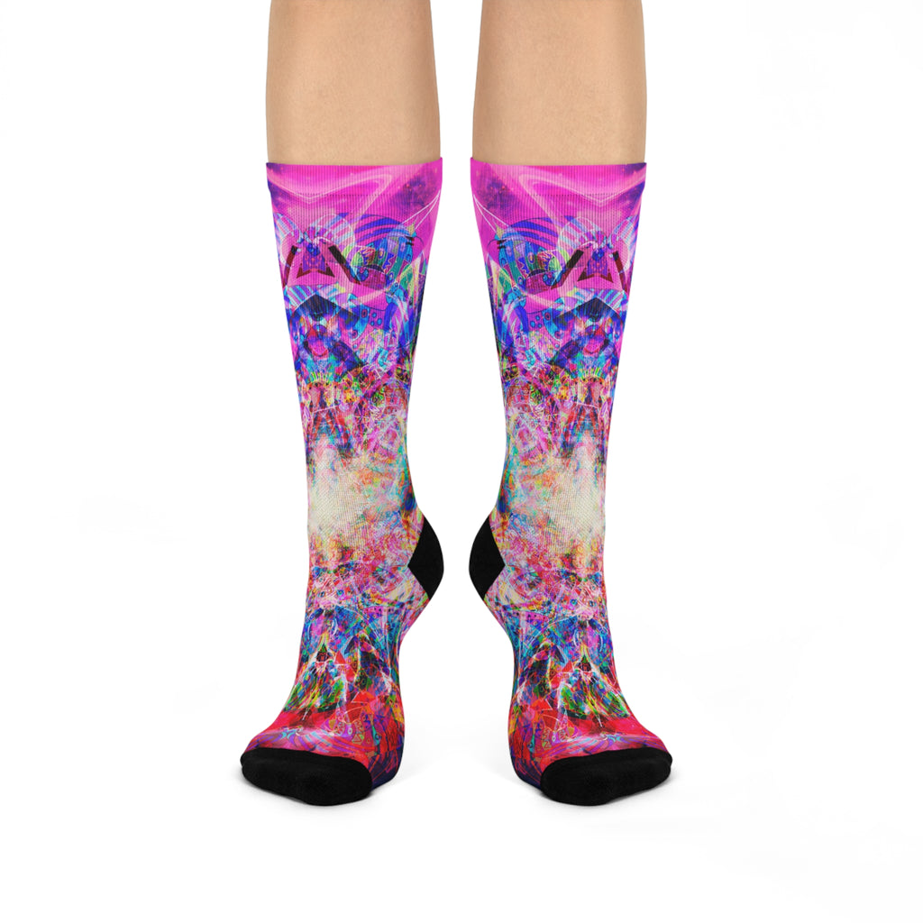 Arashaya Cushioned Crew Socks — Colorful Abstract Visionary Sock Art