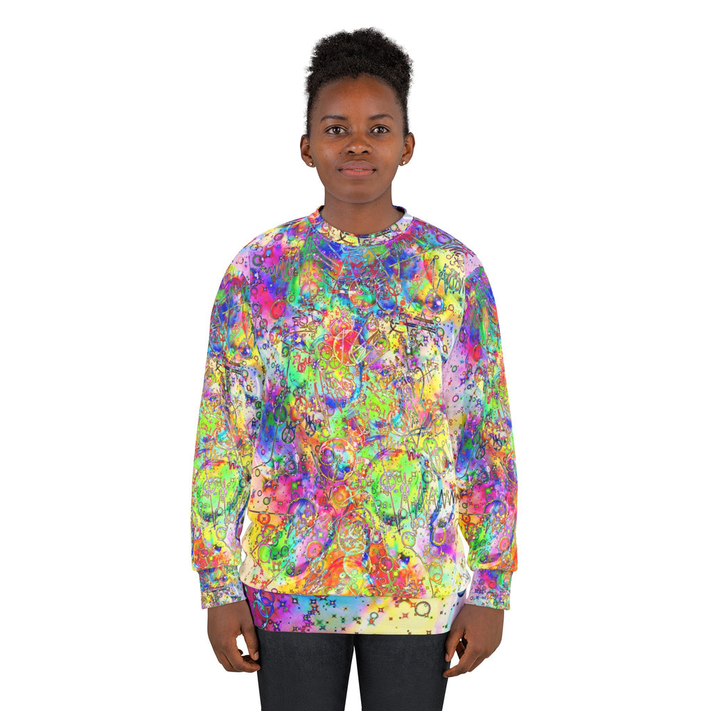 BAF Beautiful - Psychedelic Paint Splash Sweatshirt — Vibrant All-Over Print Crewneck