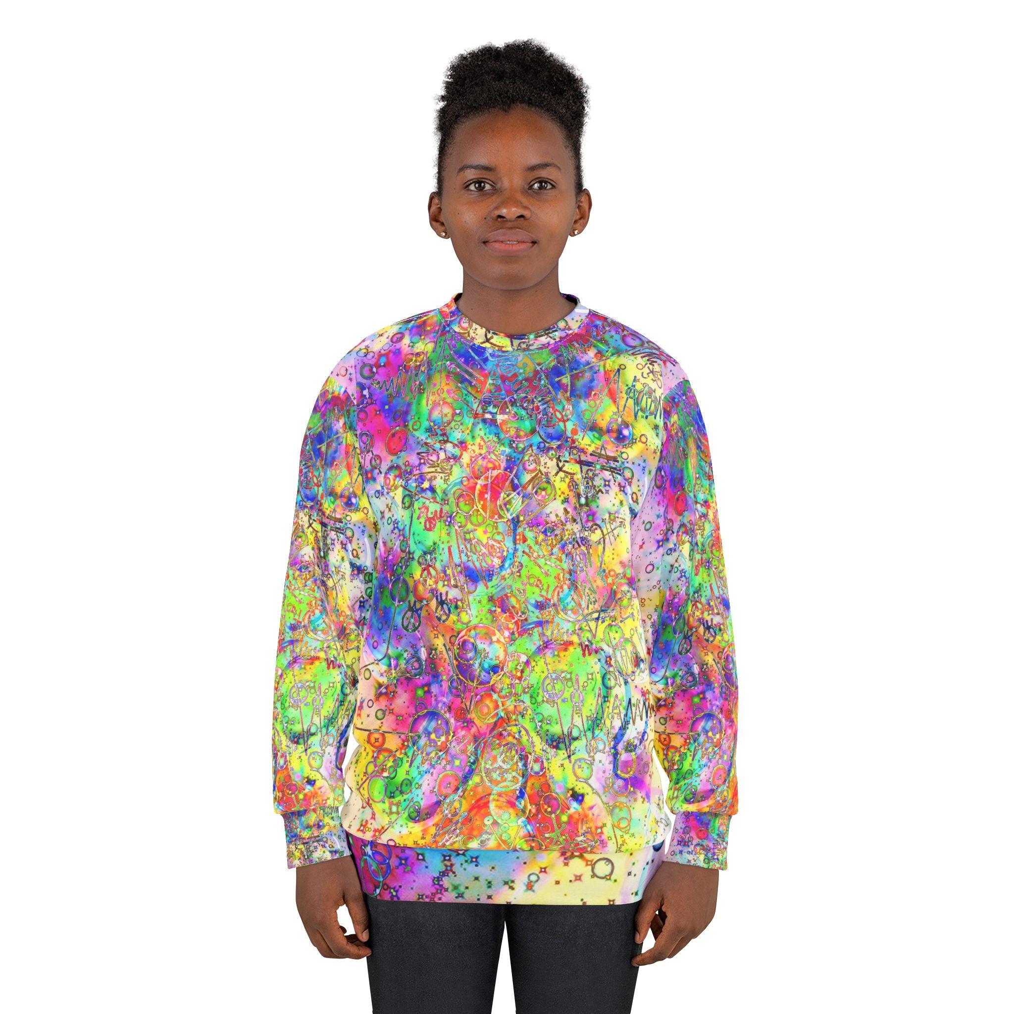 BAF Beautiful - Psychedelic Paint Splash Sweatshirt — Vibrant All-Over Print Crewneck