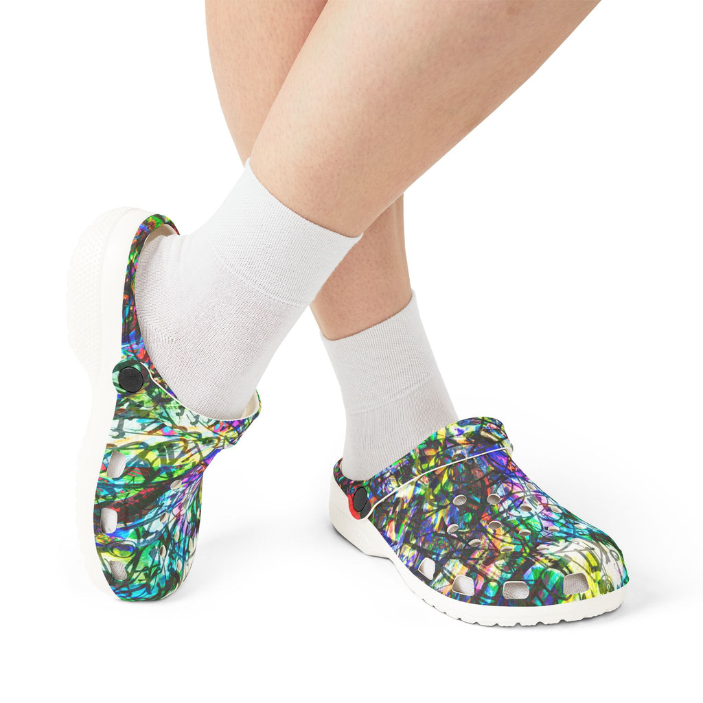 The Real Time Is Now 2015 - Abstract Colorful Garden EVA Foam Clogs — Lightweight Printed Slip-On Shoes