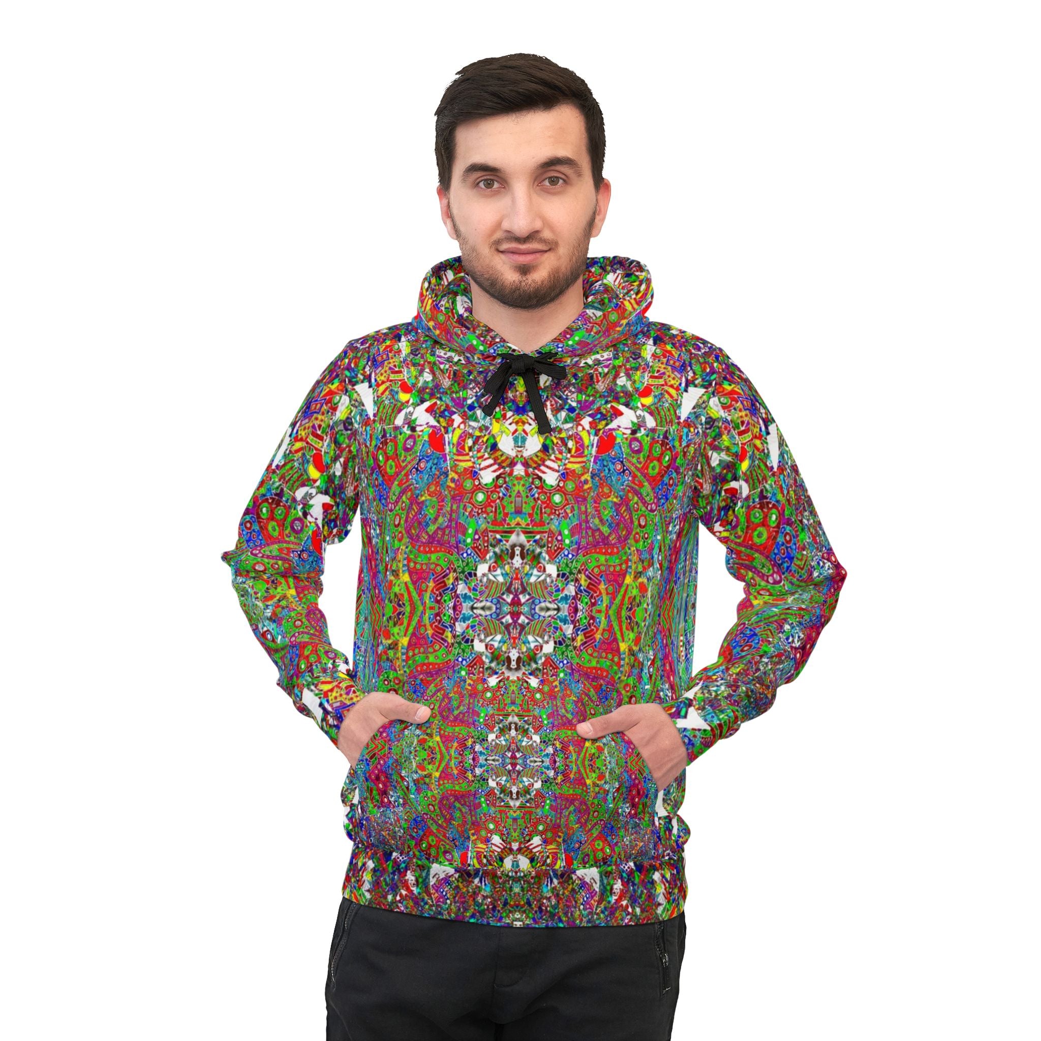 D Tizzle Athletic Hoodie — All-Over Print Vibrant Pattern