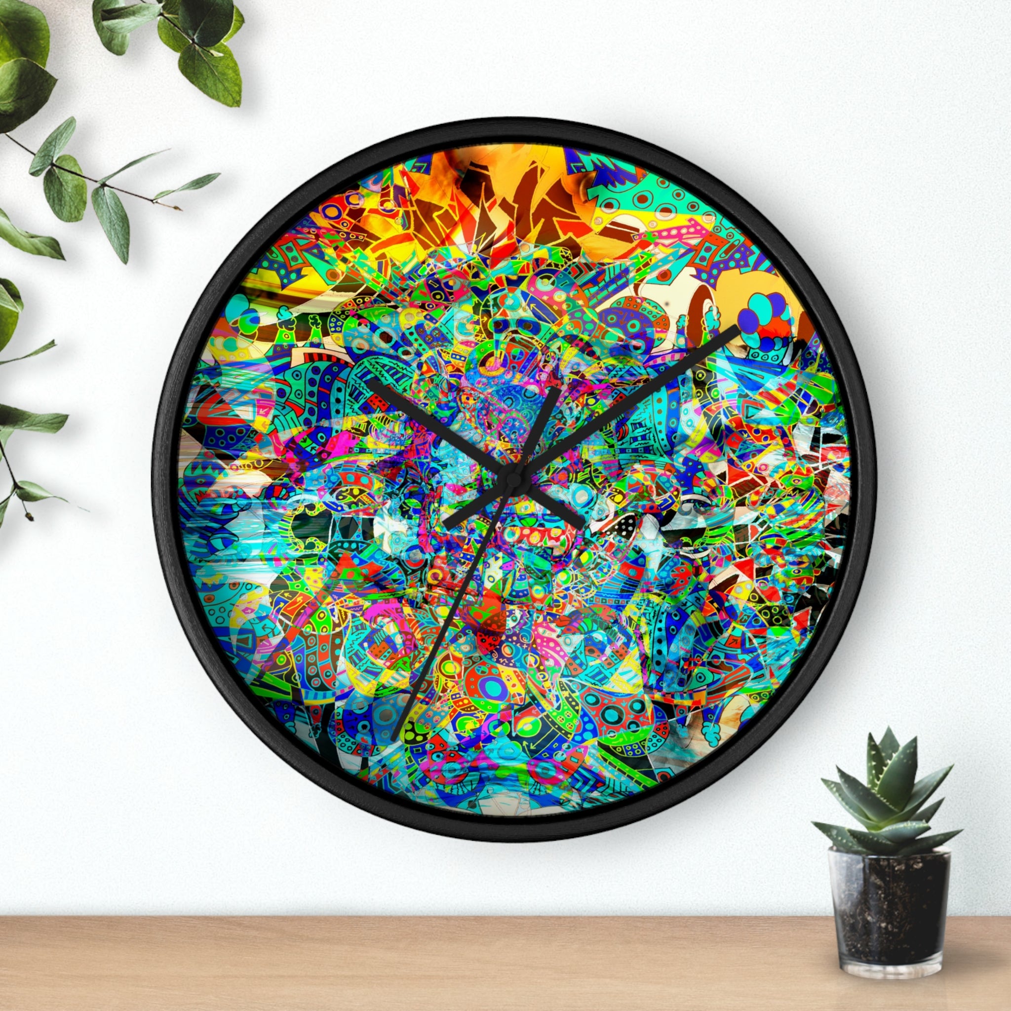 HYPERDIMENSIONAL SURFER - Psychedelic Abstract Wall Clock — Vibrant Colorful Mandala Design