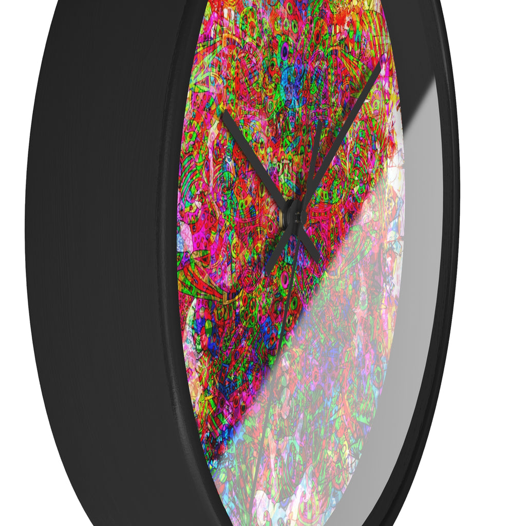 Neon Swirl Party Extravaganza Wall Clock — Colorful Psychedelic Art Timepiece