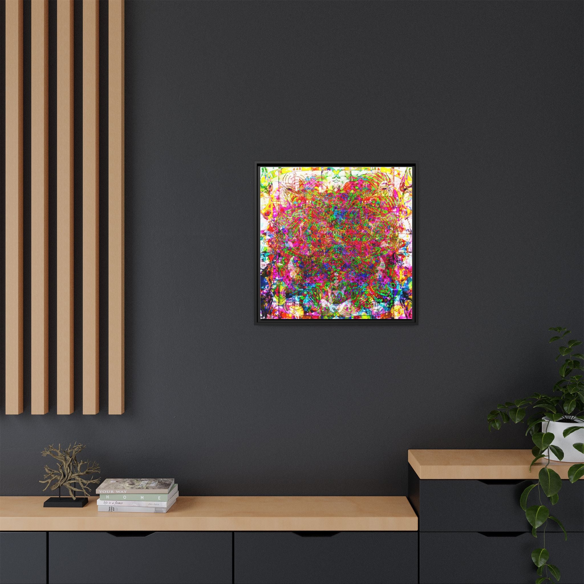 Neon Swirl Party Extravaganza Canvas Art — Vibrant Kaleidoscope Wall Print