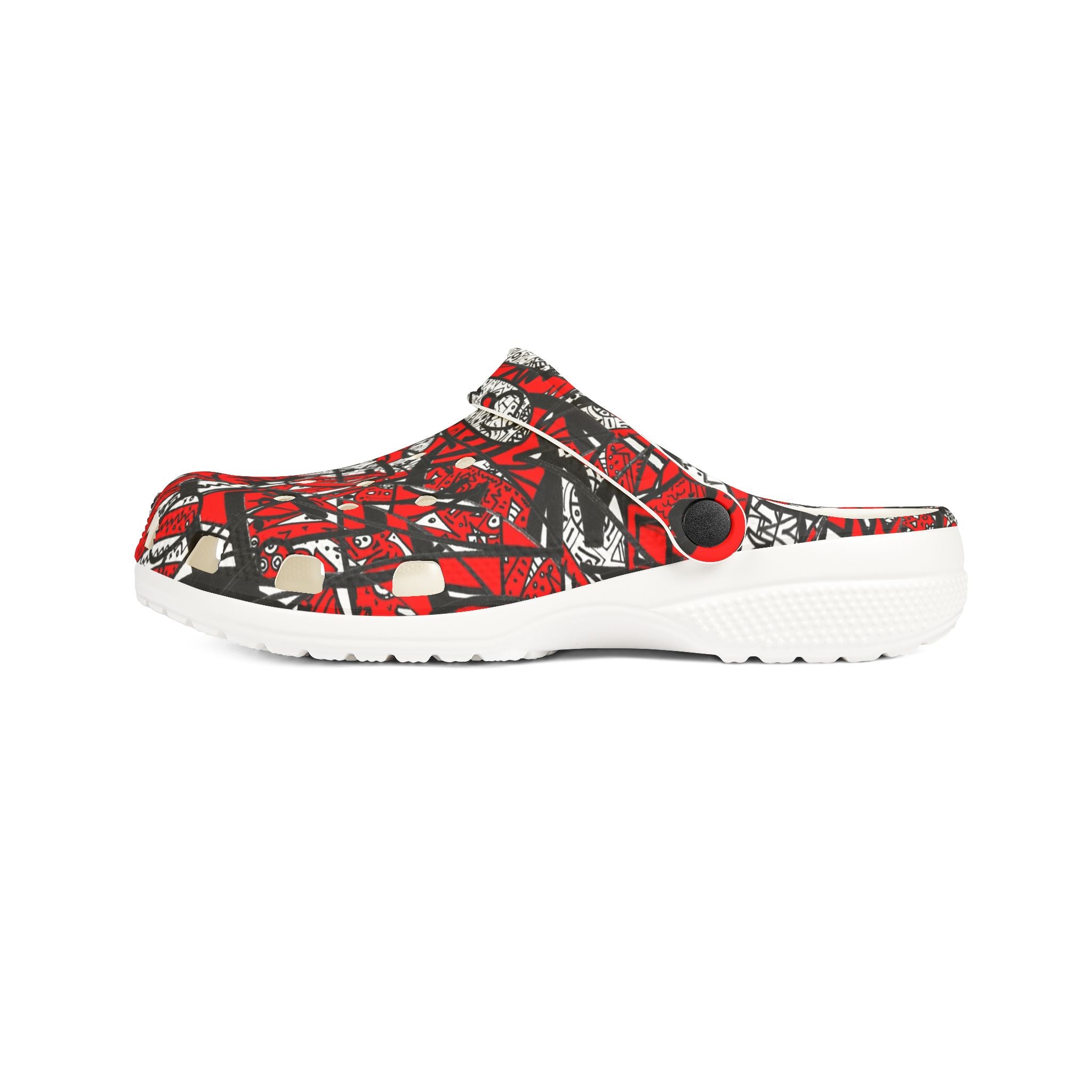 Nobody Touches Nothin' (Red Version 2) - Abstract Red Black EVA Clogs — Comfortable Foam Garden Shoes