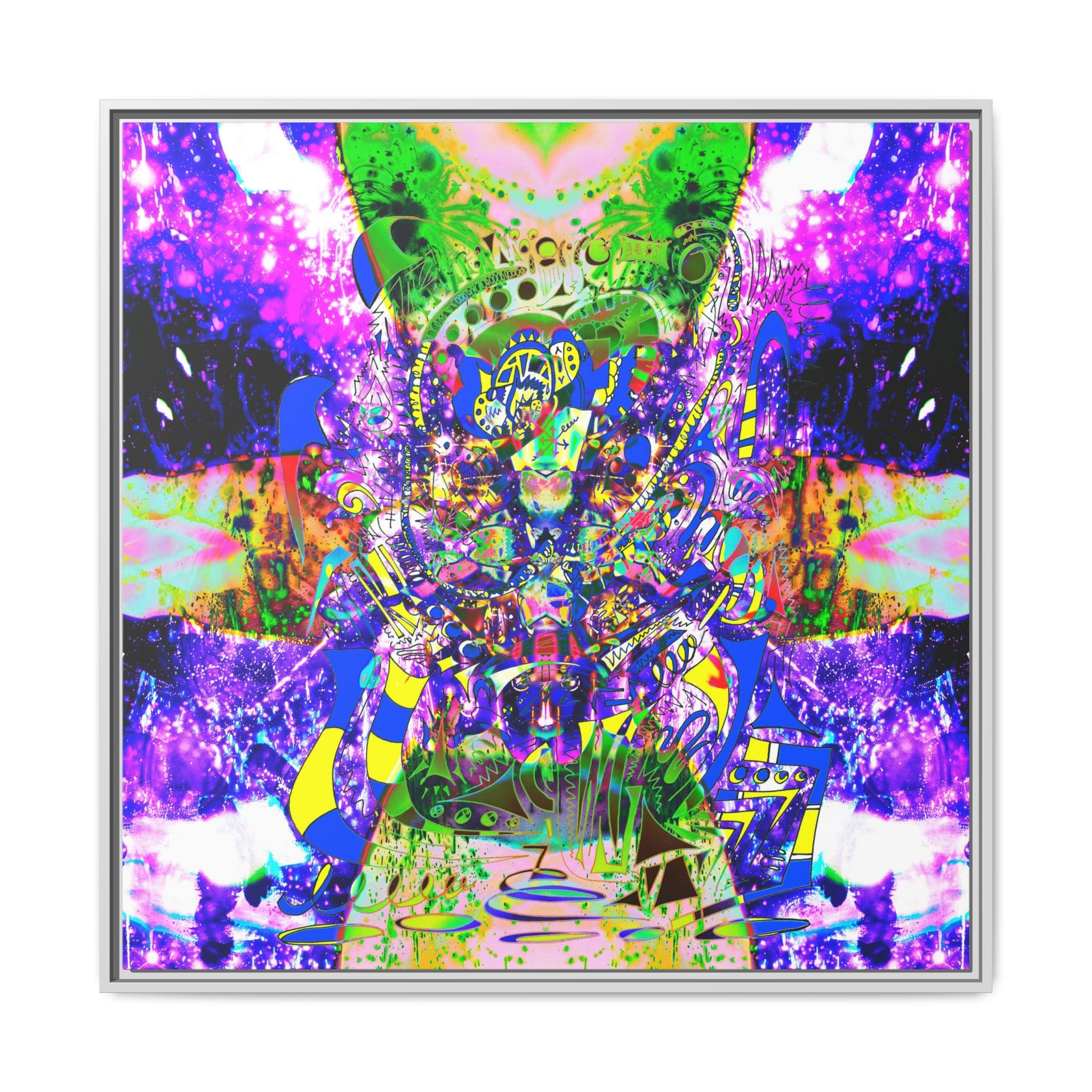 Alien Darkness 9 Framed Canvas Art — Vibrant Multi-Color Wall Decor